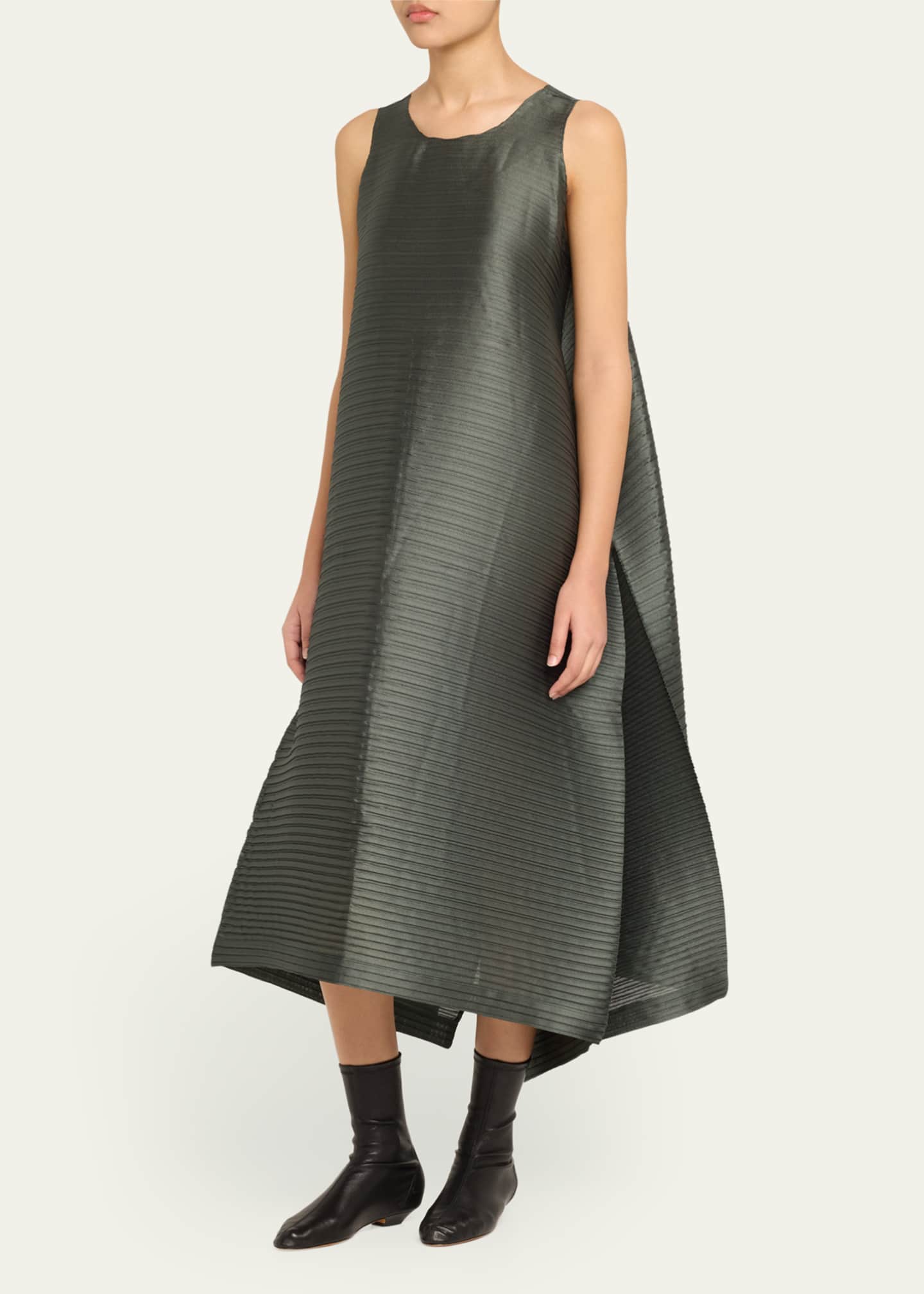 Paneled Pleats Midi Dress