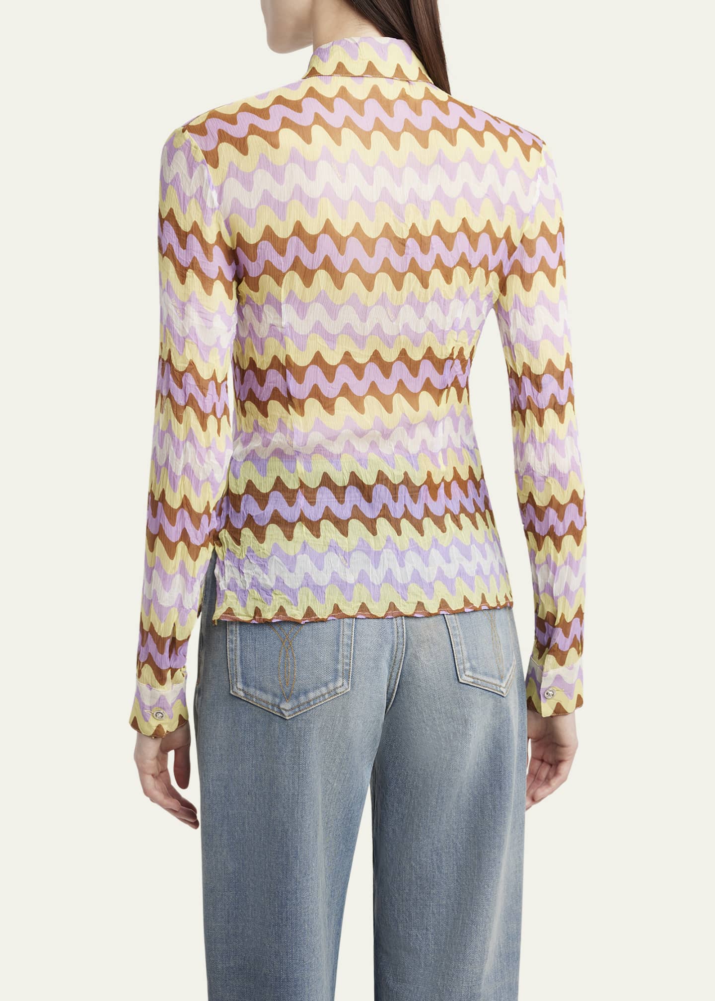 Versace Wave Print Button Down Shirt Image 3 of 5