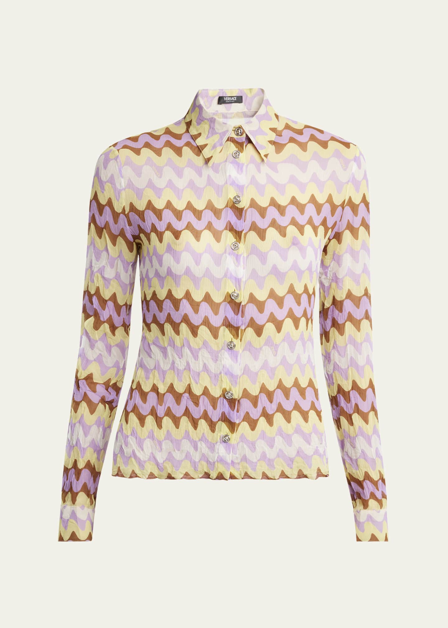 Versace Wave Print Button Down Shirt Image 1 of 5