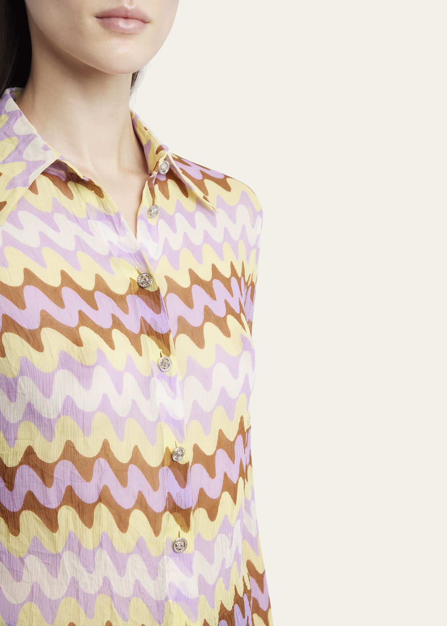 Versace Wave Print Button Down Shirt Image 5 of 5