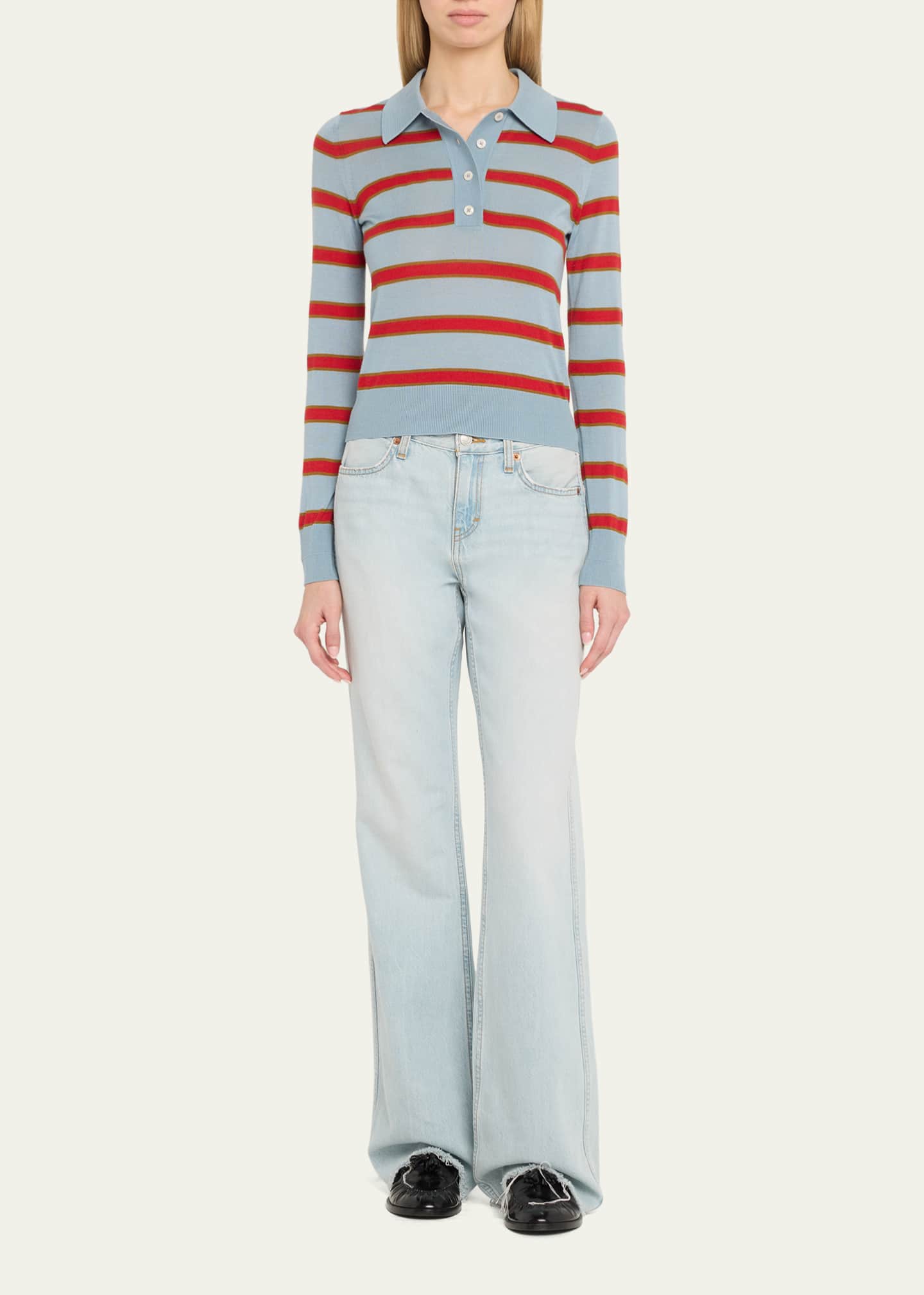 RE/DONE The Memphis Long-Sleeve Polo Sweater Image 2 of 5