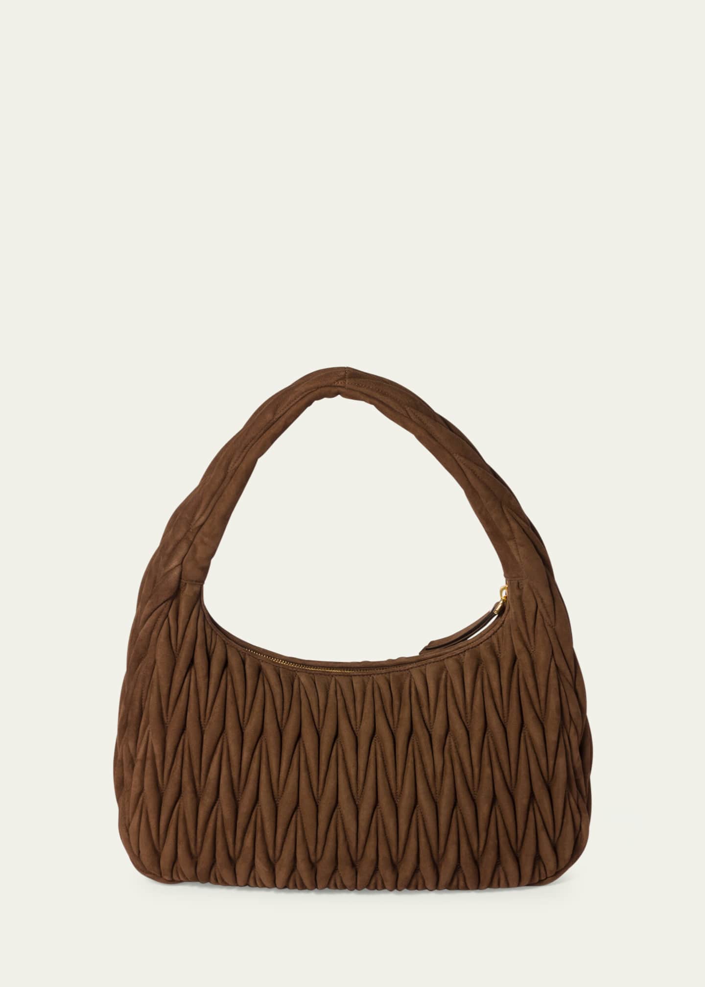 【関税&送料込】Miu Miu Wander Matelasse Suede Shoulder Bag Wander Small matelassé suede shoulder bag in brown - Miu Miu