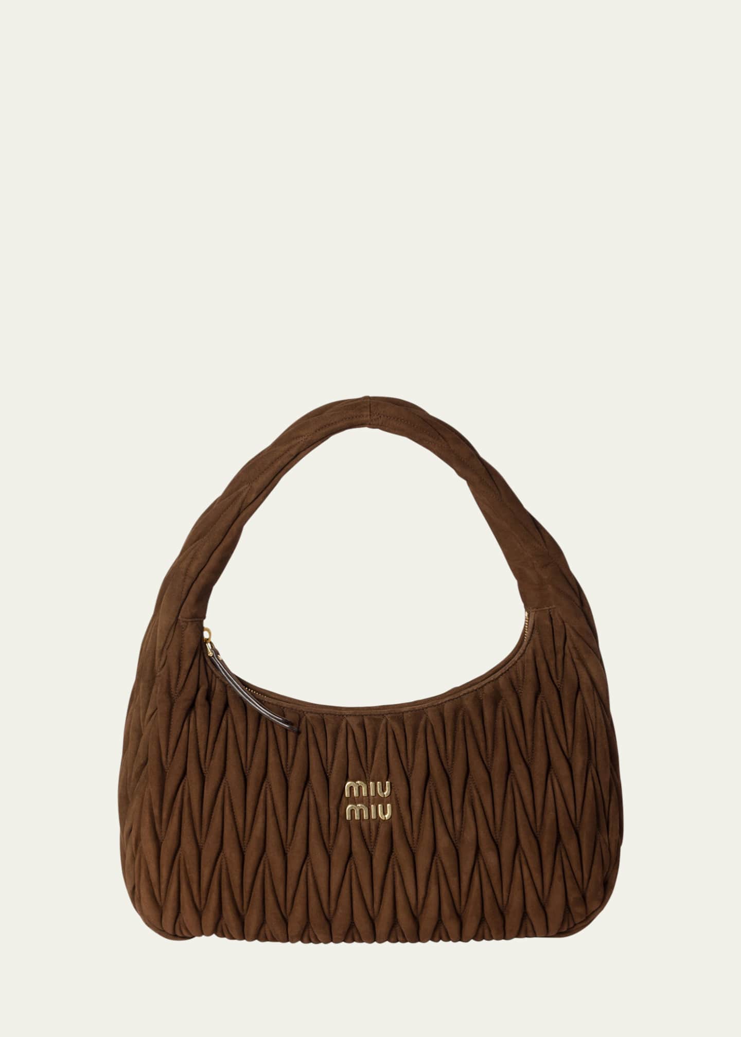 【送関込】MiuMiu☆ミュウミュウ Wander matelasse hobo bag Miu Miu Wander Matelasse Nappa Leather Hobo Bag White in