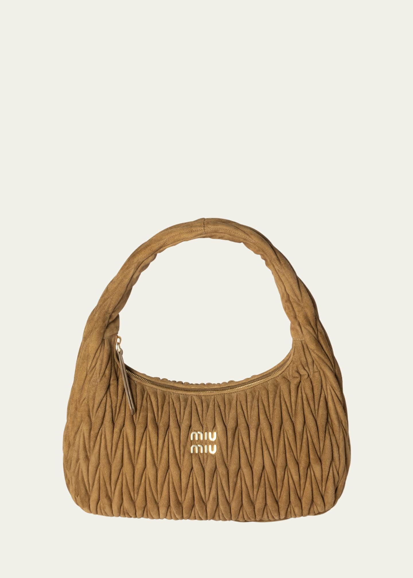 Miu Miu Wander Matelasse Suede Hobo Bag Image 1 of 4