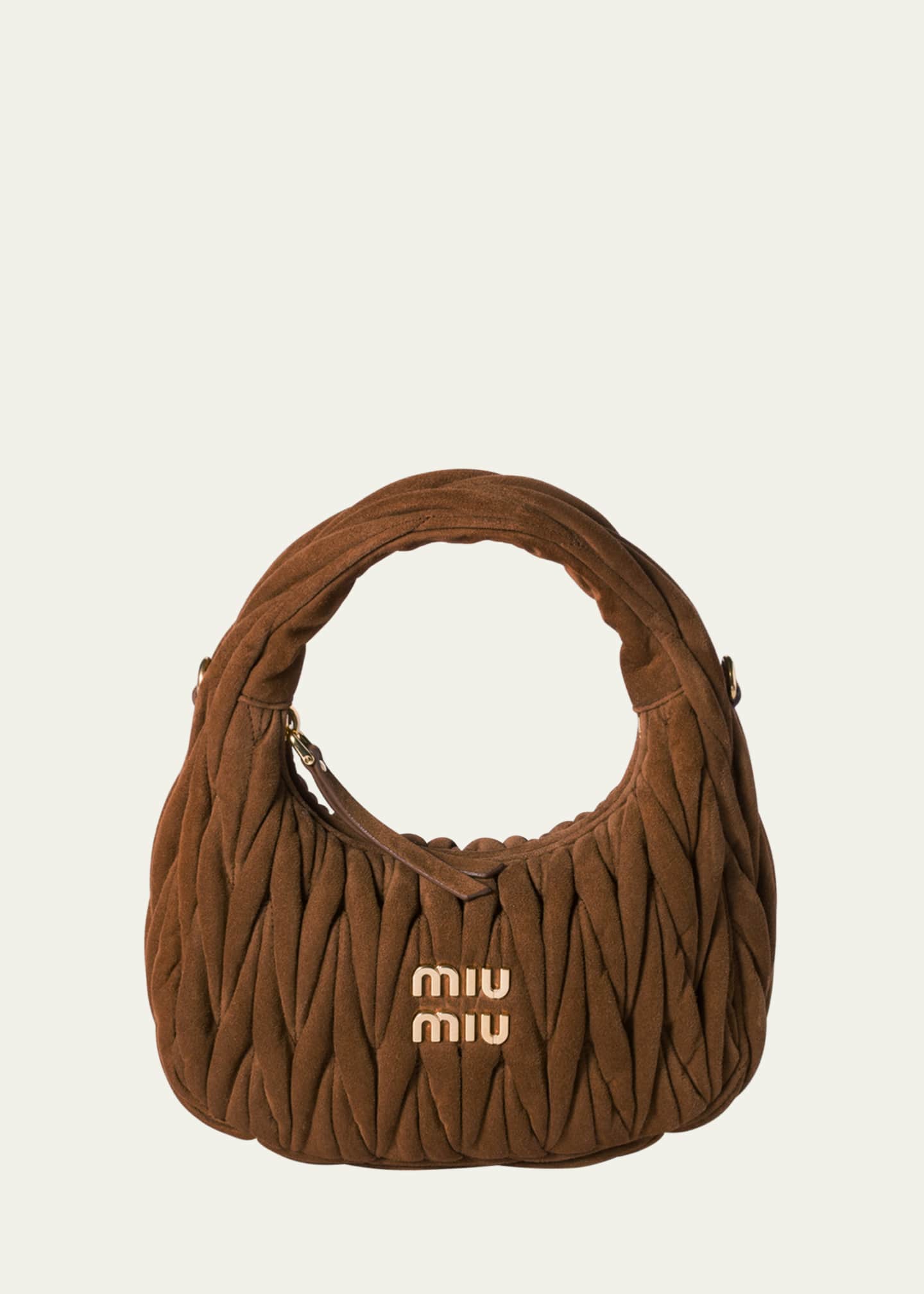 Miu Miu Women Small Wander Matelassé Suede Bag