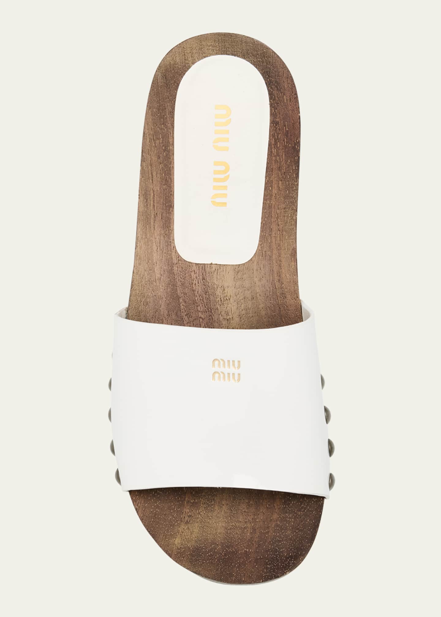 Miu Miu Leather Logo Slide Clogs - Bergdorf Goodman