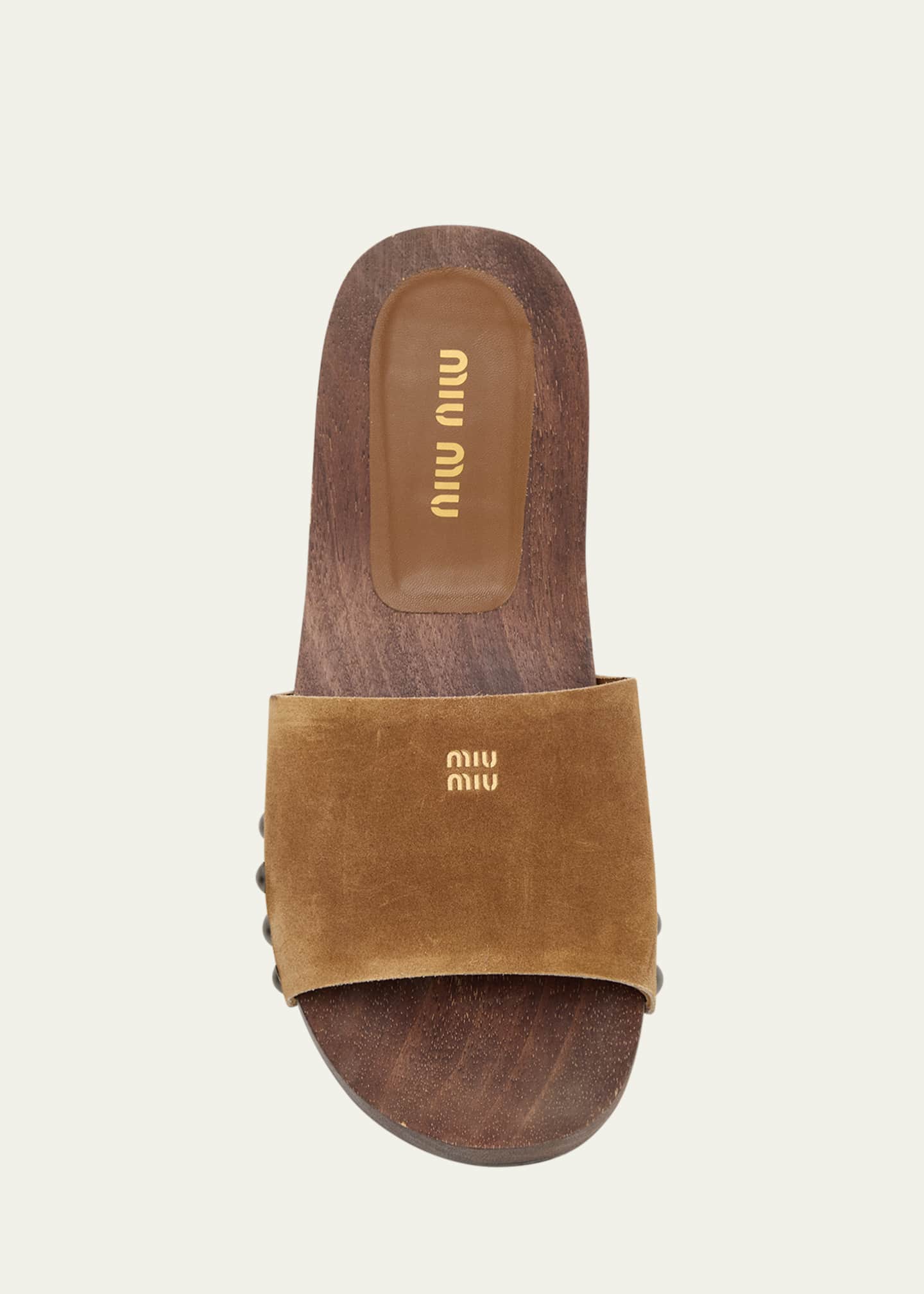 Miu Miu Suede Logo Slide Clogs Image 6 of 6