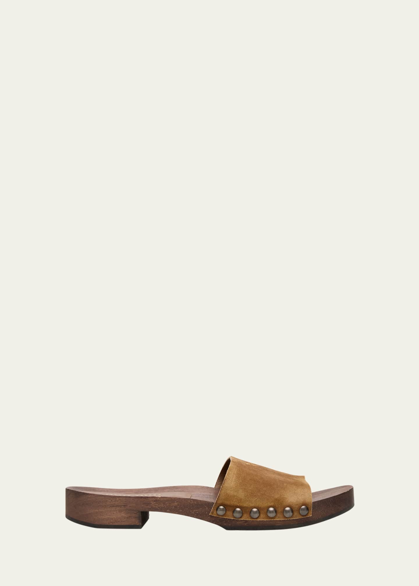 Miu Miu Suede Logo Slide Clogs Image 1 of 6