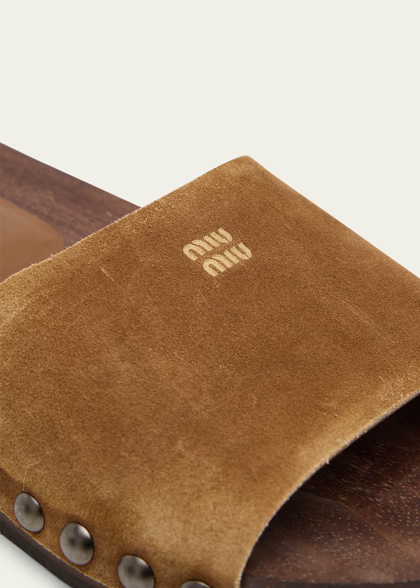 Miu Miu Suede Logo Slide Clogs Image 5 of 6