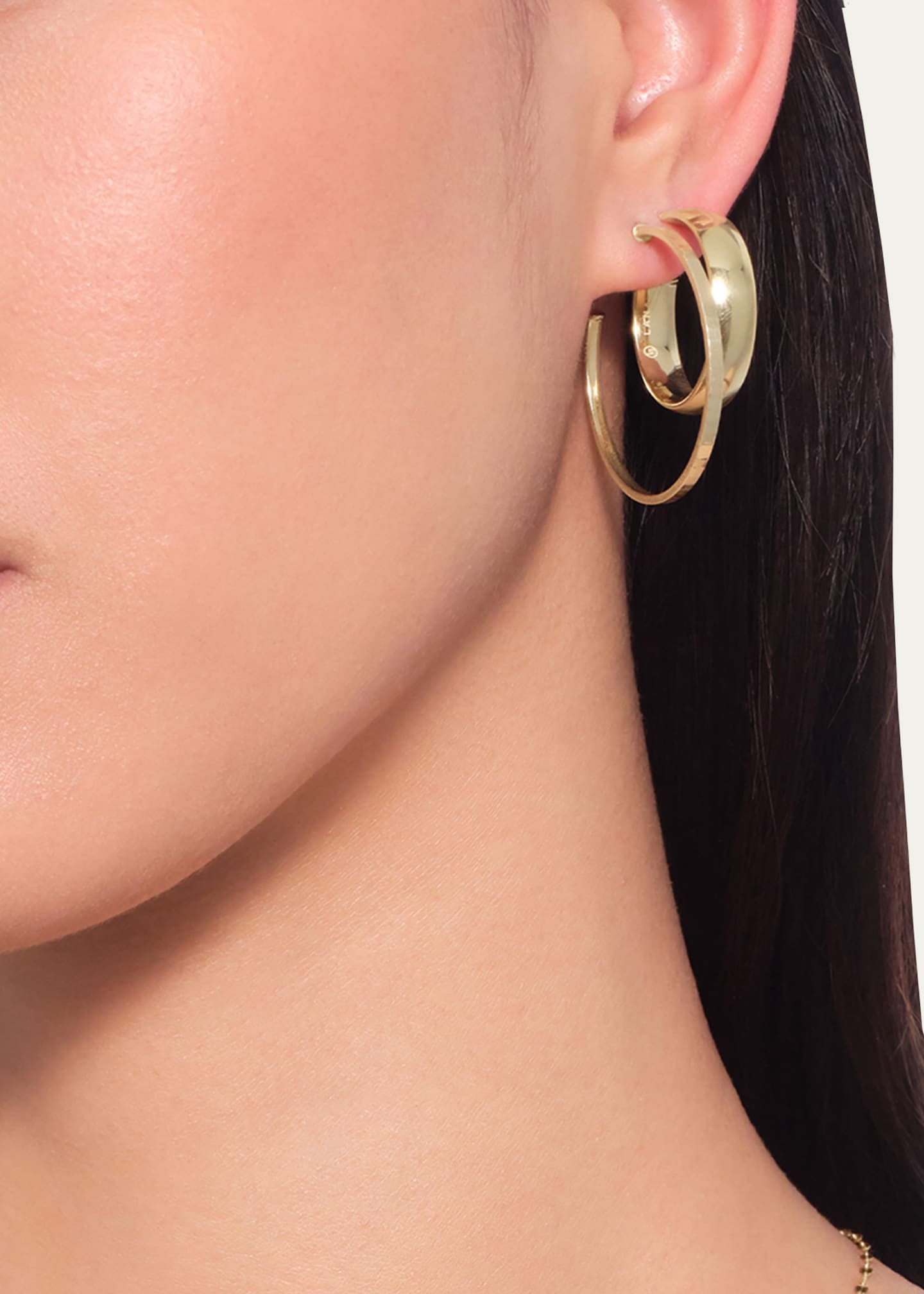 Lana 24mm Curved Hoop Earrings in 14K Yellow Gold Image 2 of 3