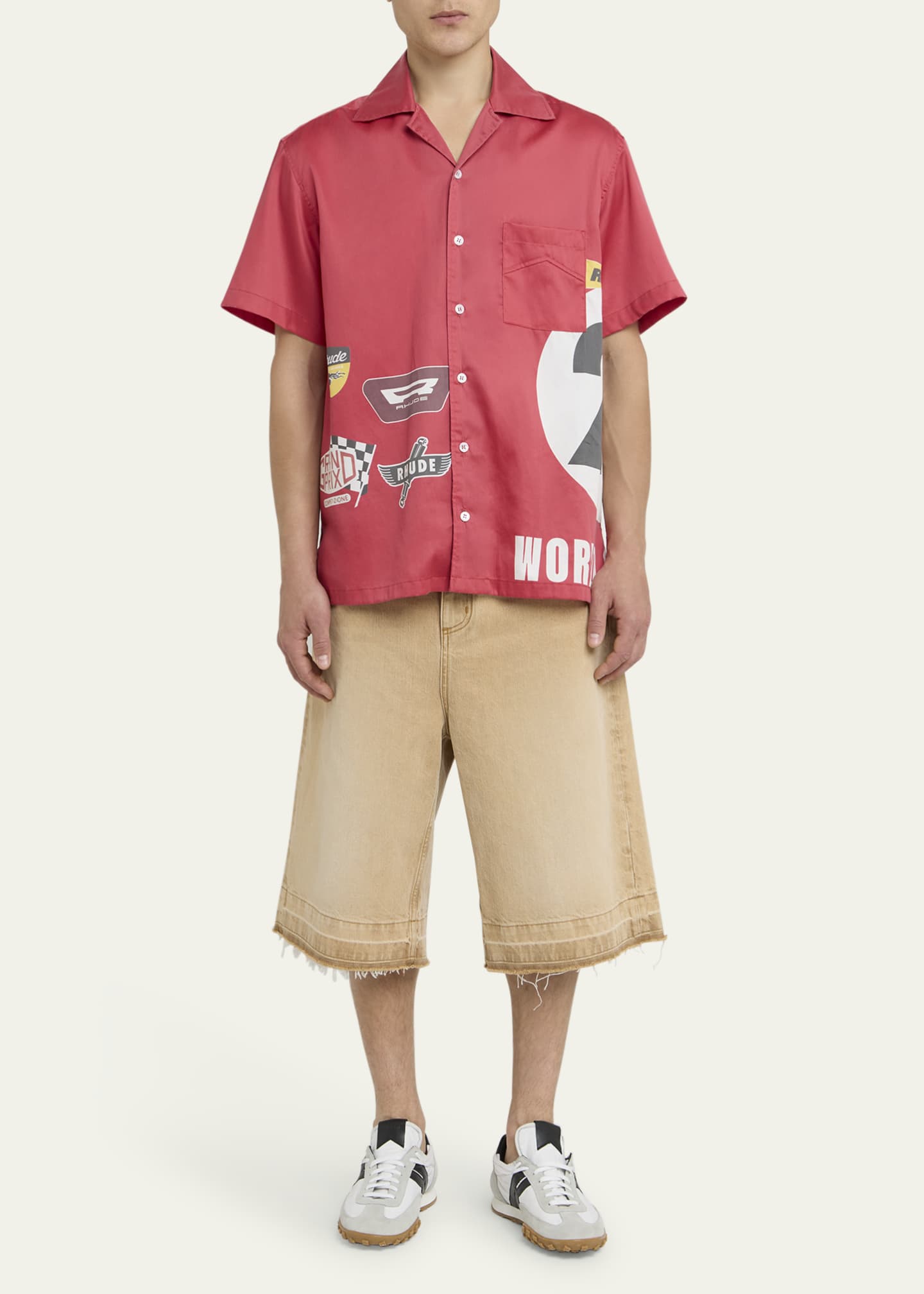 Rhude Men's Racing Patches Camp Shirt Image 2 of 5