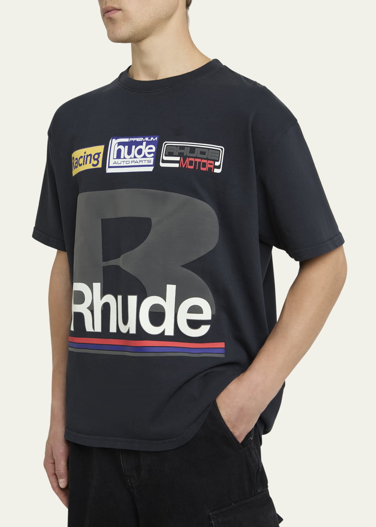 Rhude Men's Racing Patch-Print T-Shirt Image 4 of 5