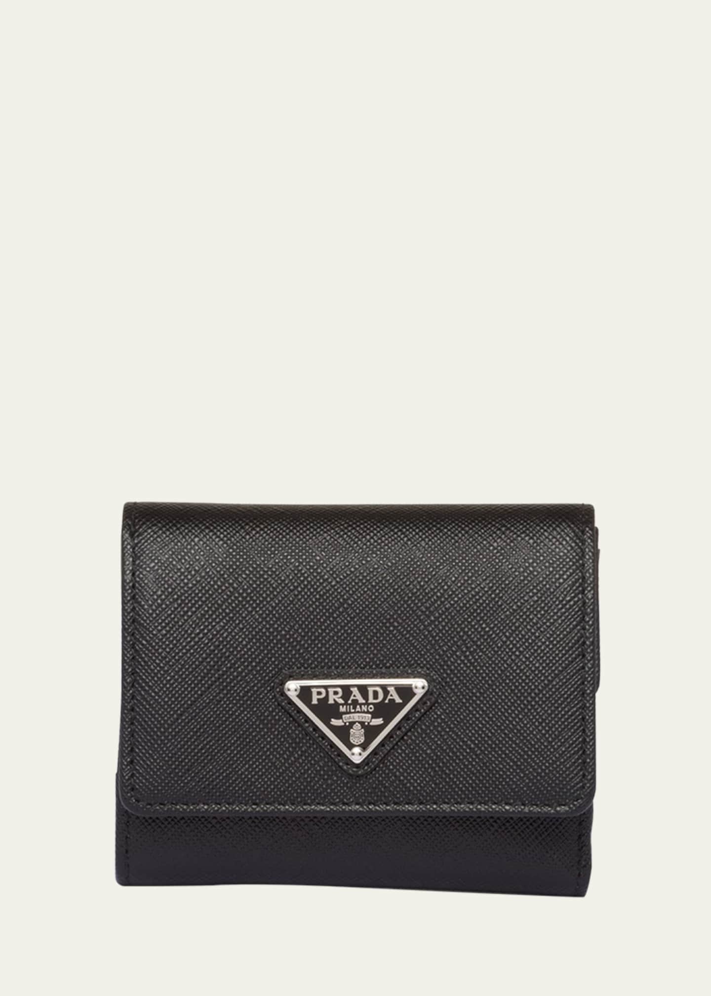 Prada Compact Trifold Saffiano Leather Wallet Image 1 of 3