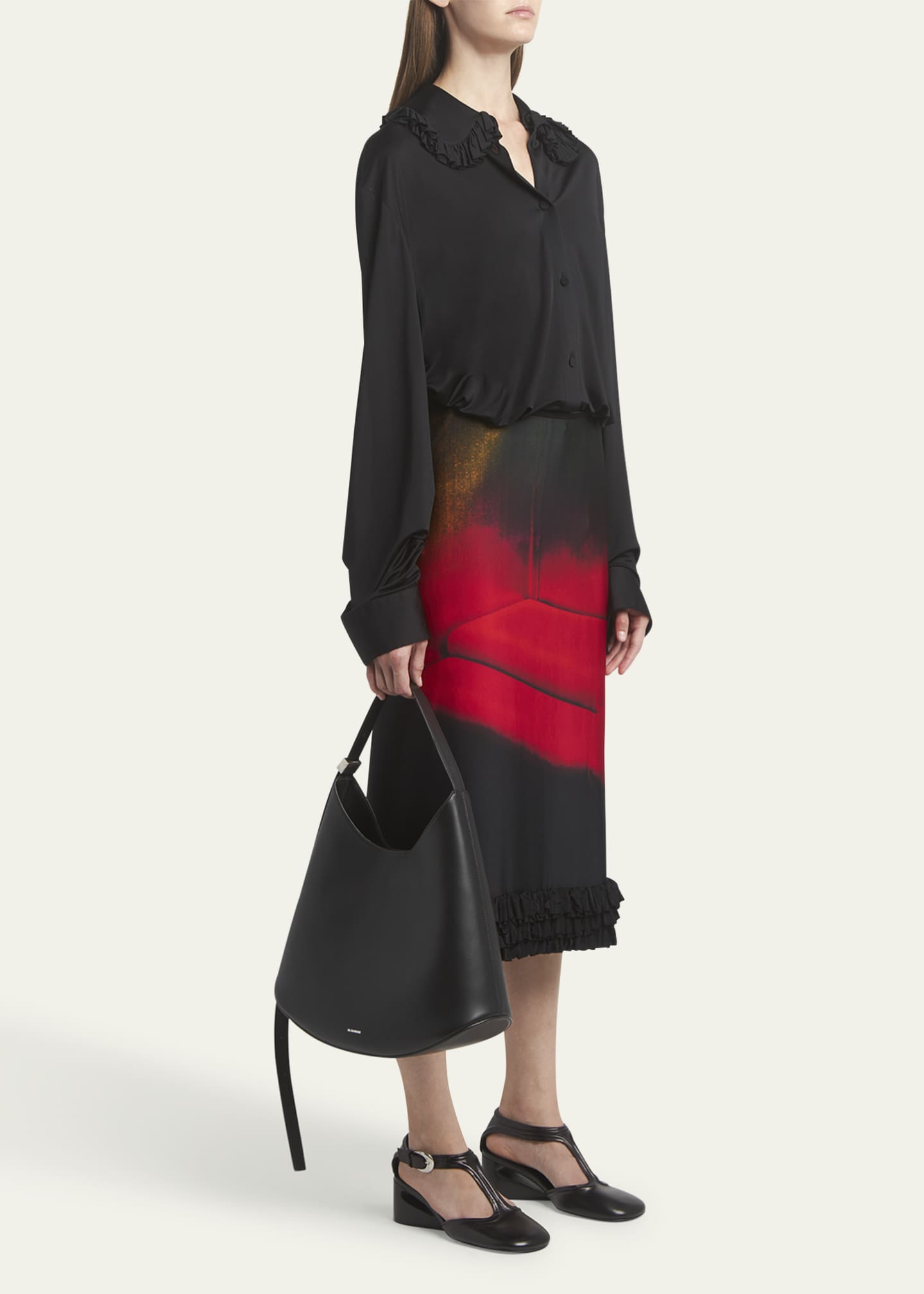 Jil Sander Eldorado Medium Calfskin Hobo Bag Image 5 of 5