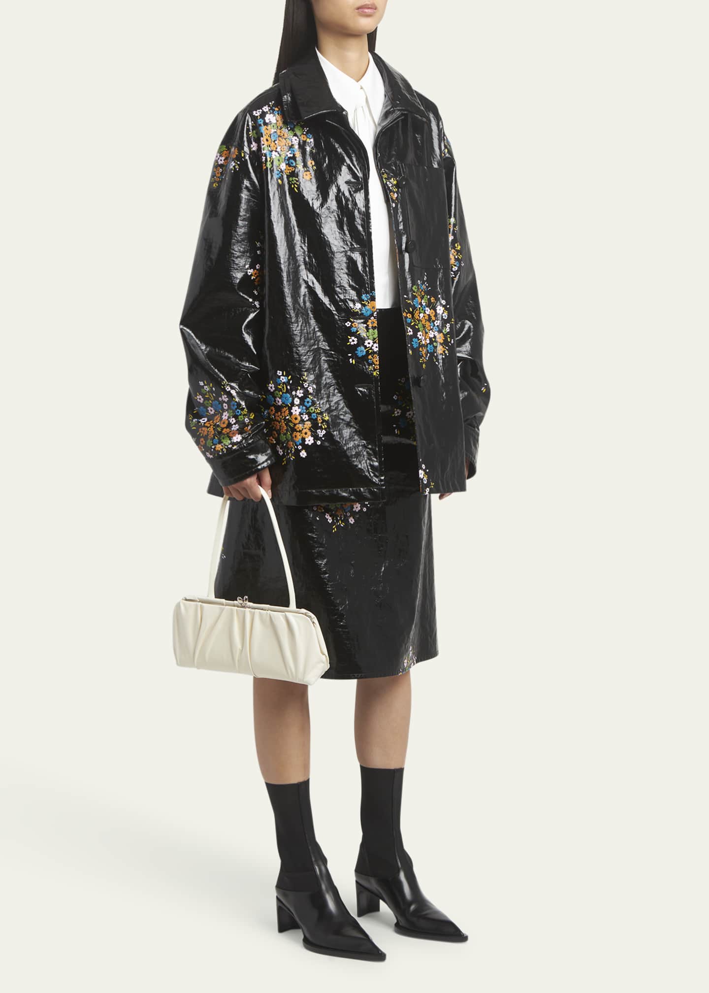 Jil Sander Goji Small Pleated Calfskin Shoulder Bag Image 5 of 5