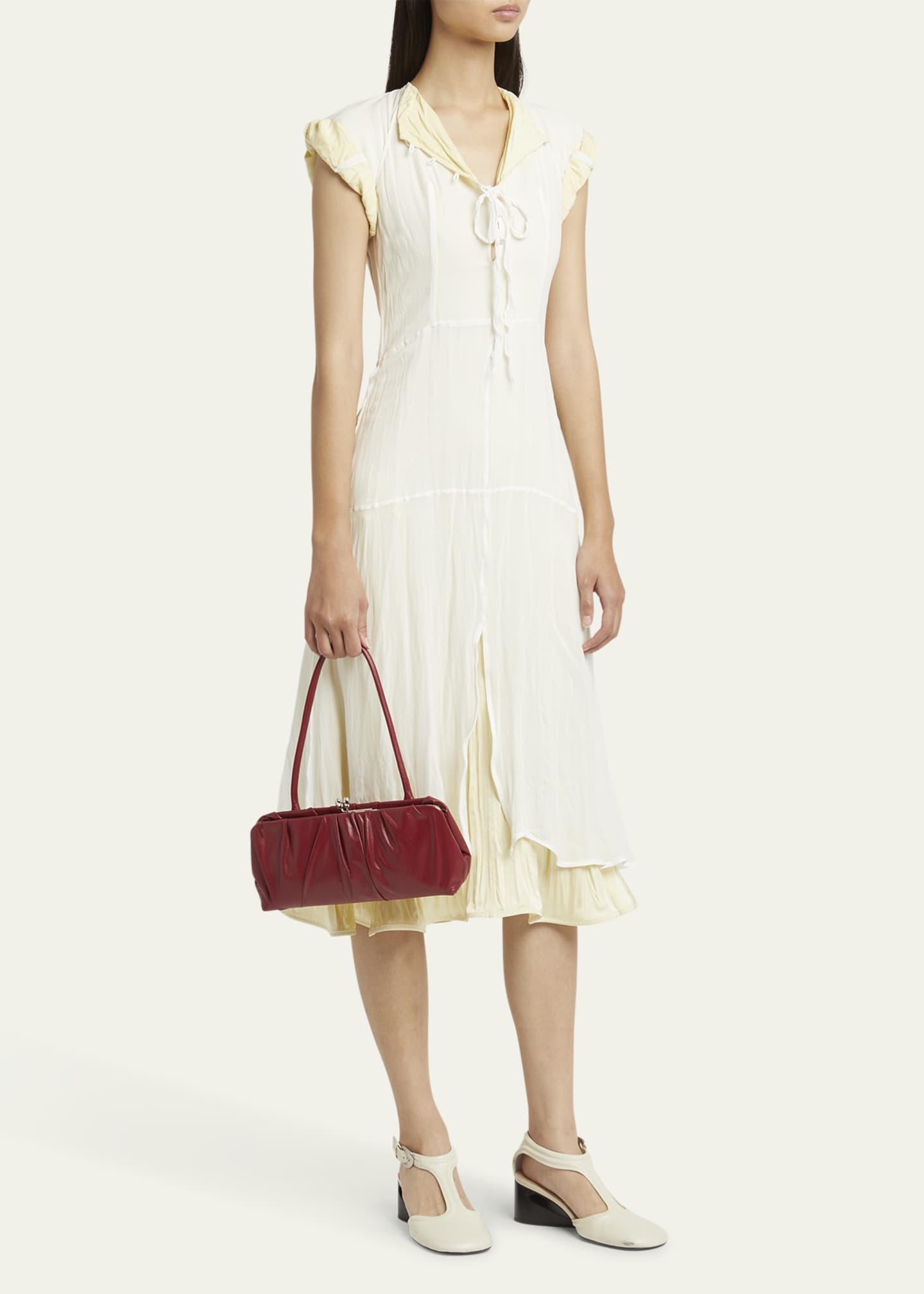 Jil Sander Goji Small Pleated Calfskin Shoulder Bag Image 5 of 5