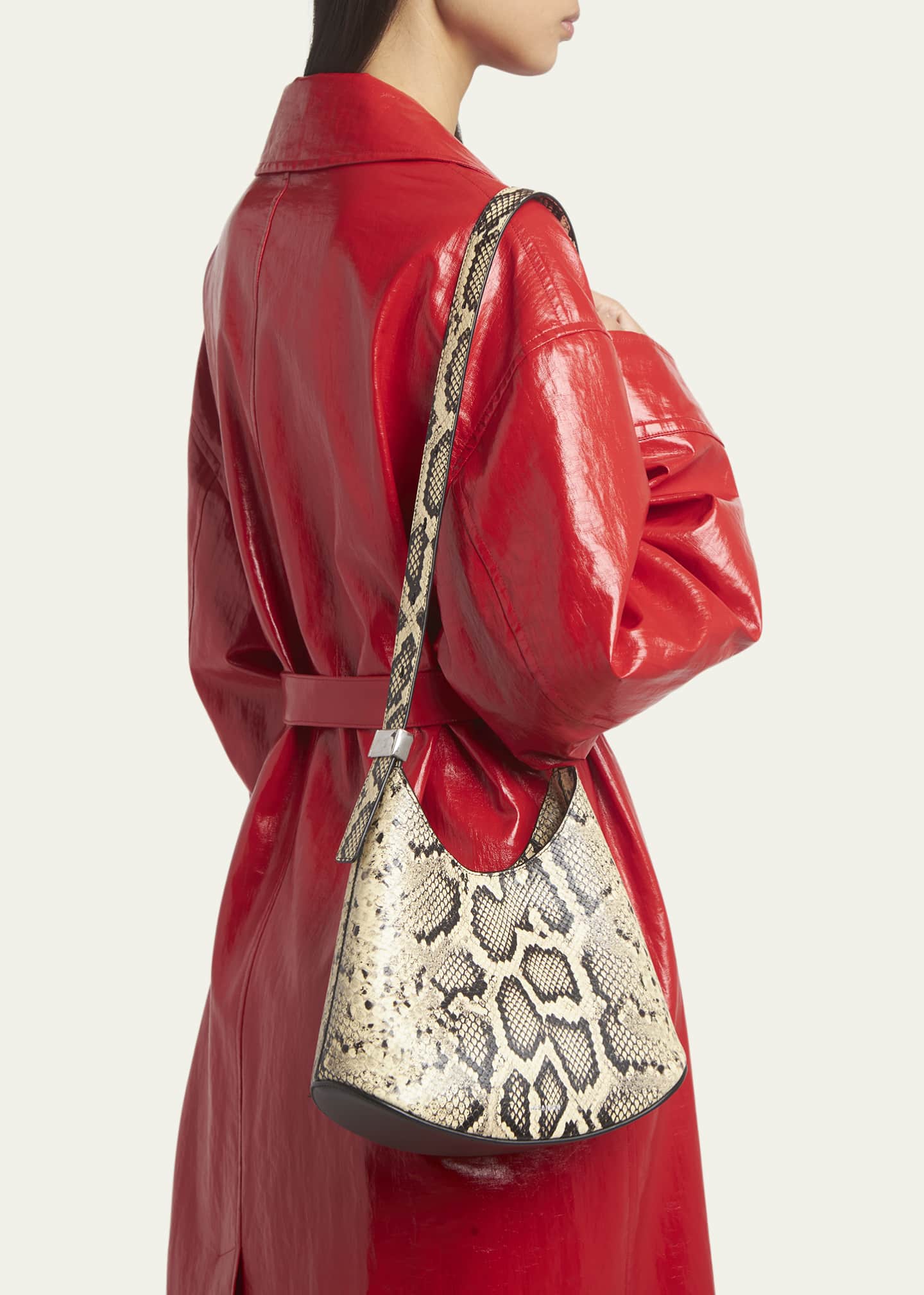 Jil Sander Eldorado Small Python-Embossed Leather Hobo Bag Image 2 of 4