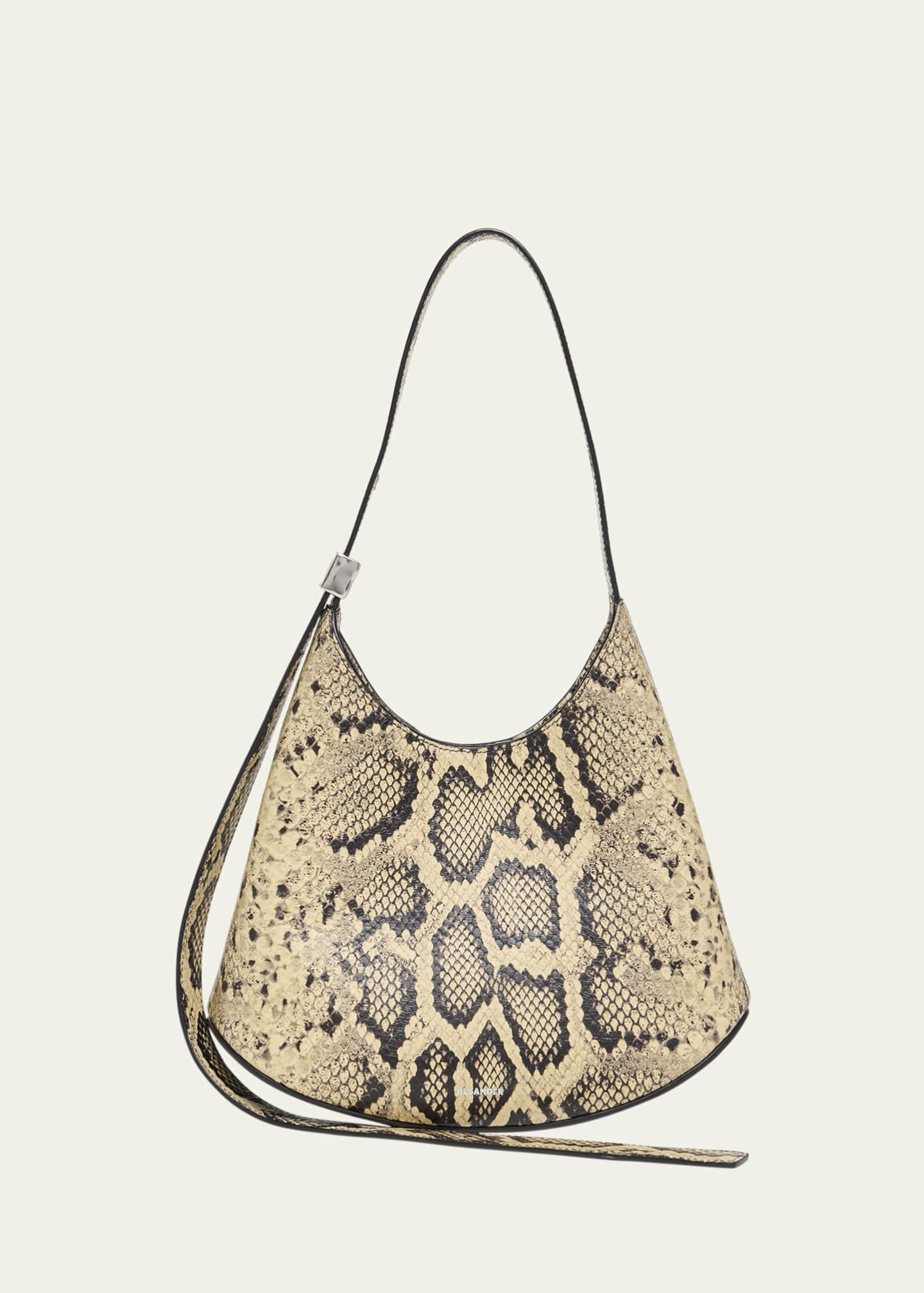 Jil Sander Eldorado Small Python-Embossed Leather Hobo Bag Image 1 of 4