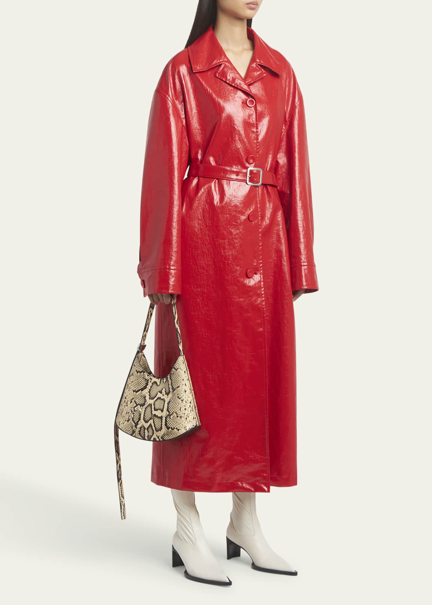 Jil Sander Eldorado Small Python-Embossed Leather Hobo Bag Image 4 of 4