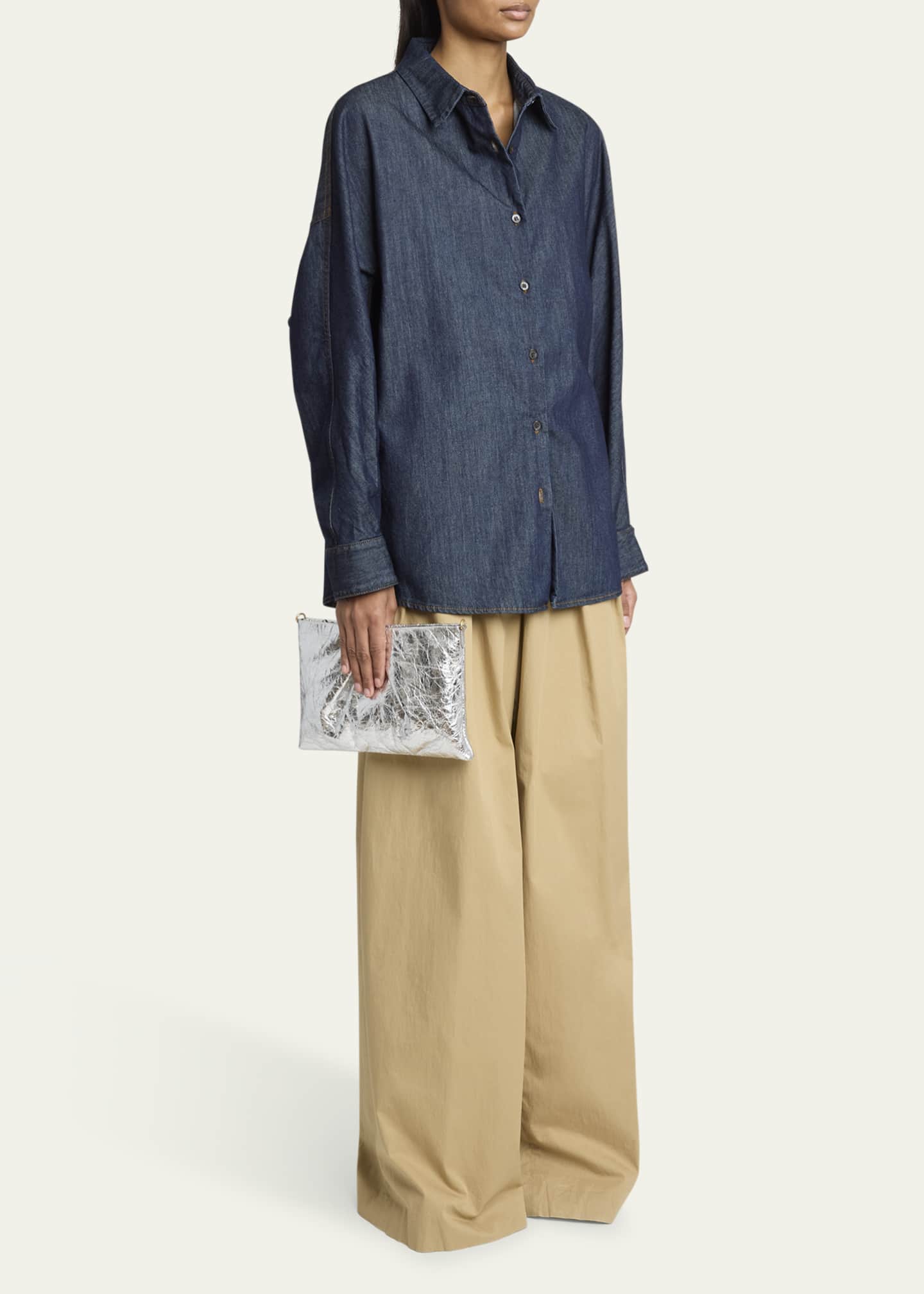 Dries Van Noten Metallic Leather Pouch Crossbody Bag Image 5 of 6