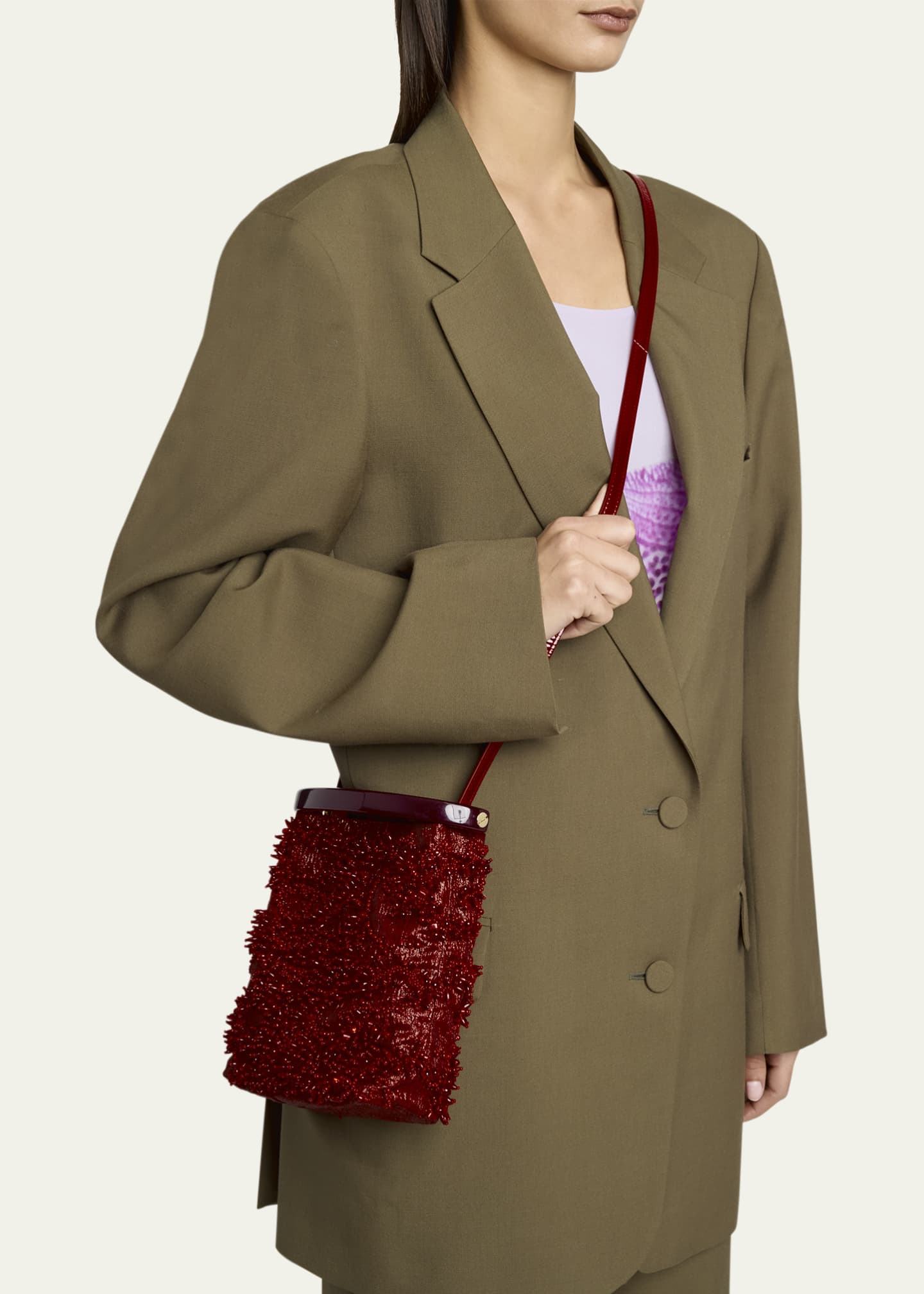 Dries Van Noten Crisp Bleeding Beaded Top-Handle Bag Image 2 of 6