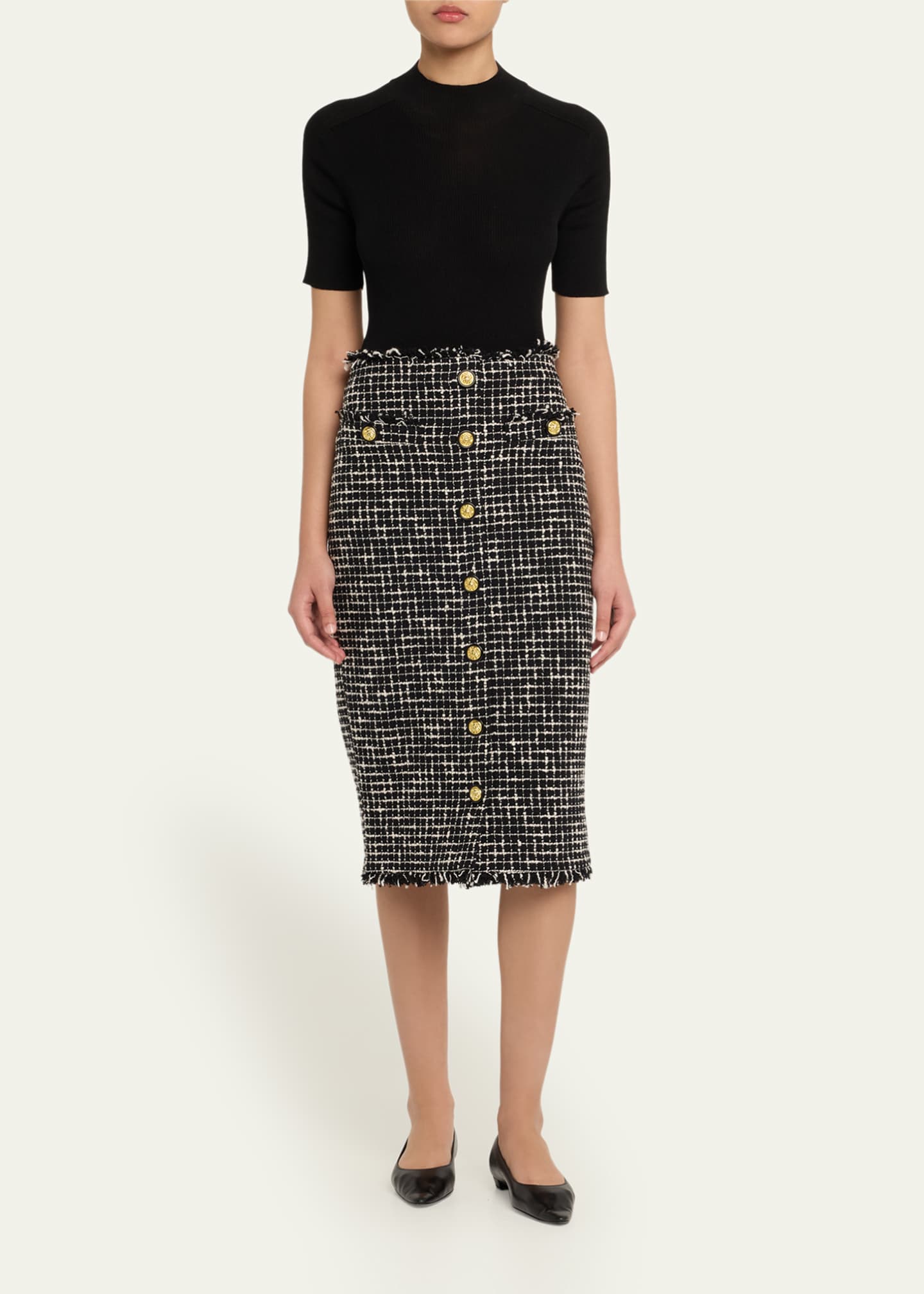L'Agence Tai Tweed Midi Skirt Image 2 of 5