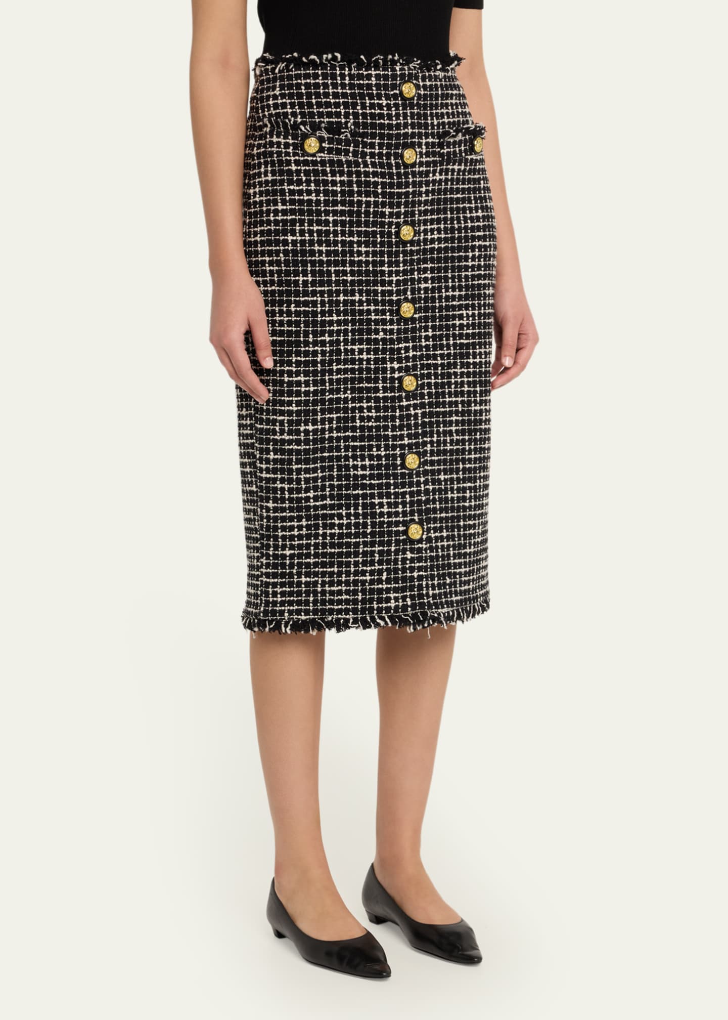 L'Agence Tai Tweed Midi Skirt Image 4 of 5