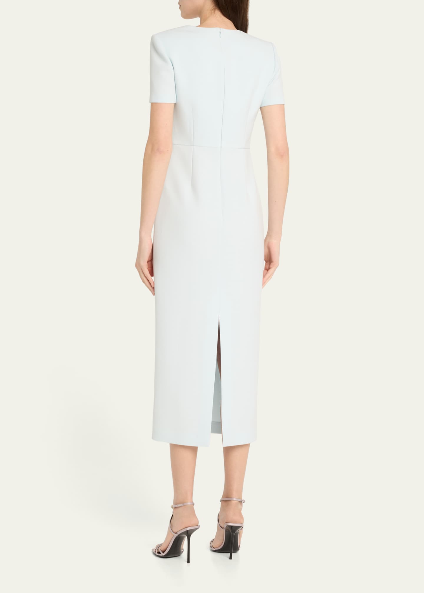 Roland Mouret Asymmetric Neckline Belted Crepe Midi Dress Image 3 of 5