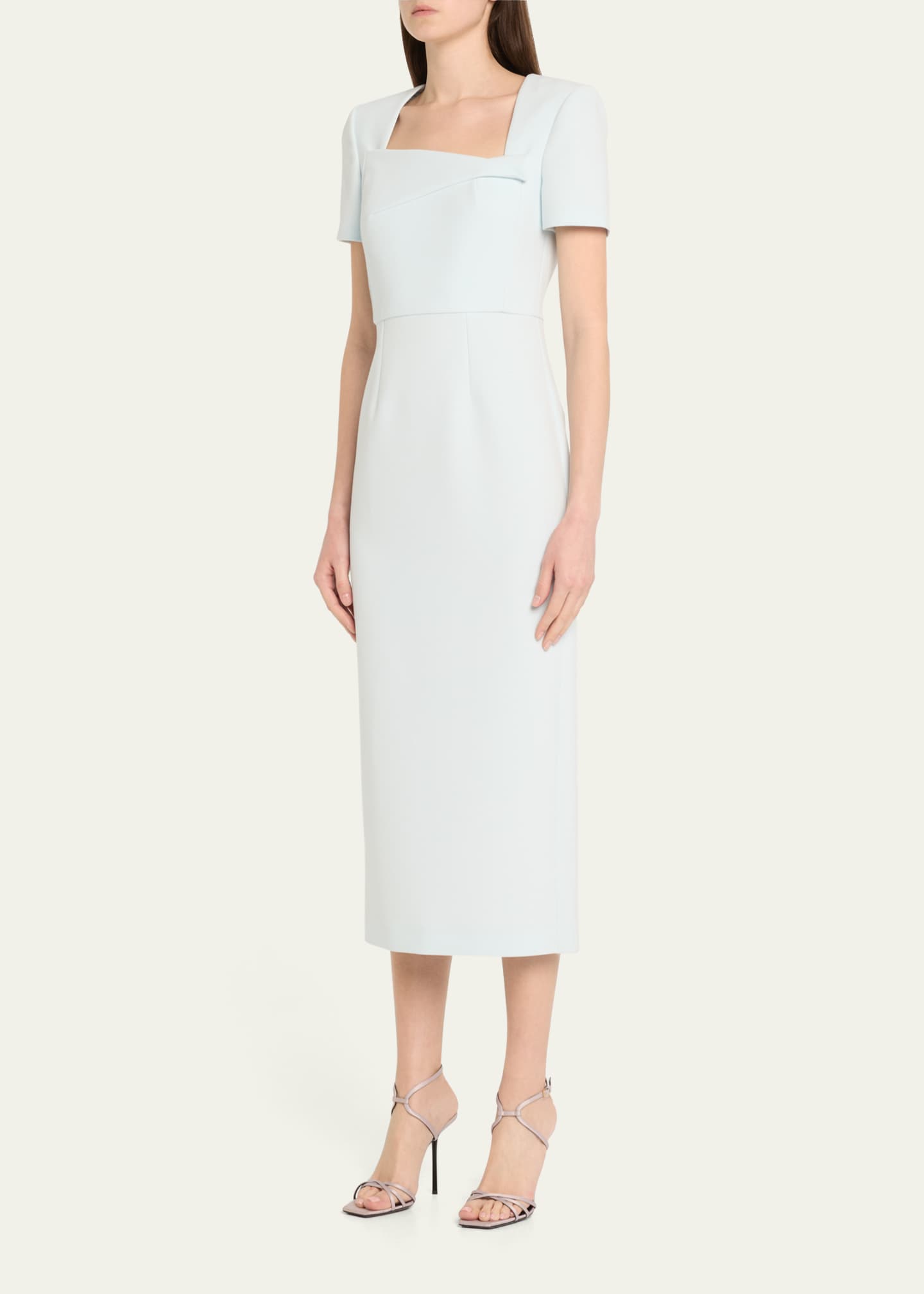 Roland Mouret Asymmetric Neckline Belted Crepe Midi Dress Image 4 of 5