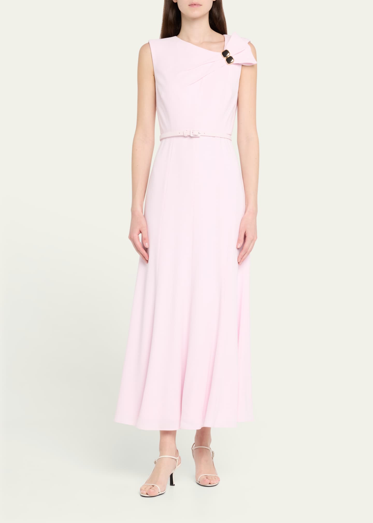 Roland Mouret Bow Embellished Satin Crepe Belted Maxi Dress Image 2 of 5