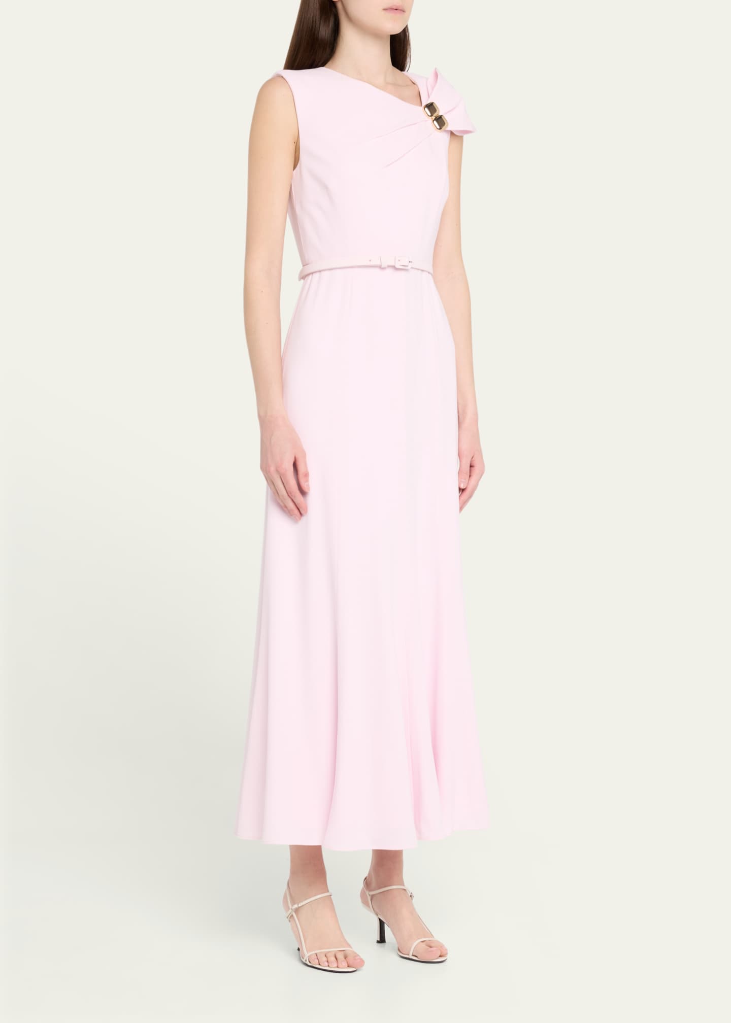 Roland Mouret Bow Embellished Satin Crepe Belted Maxi Dress Image 4 of 5