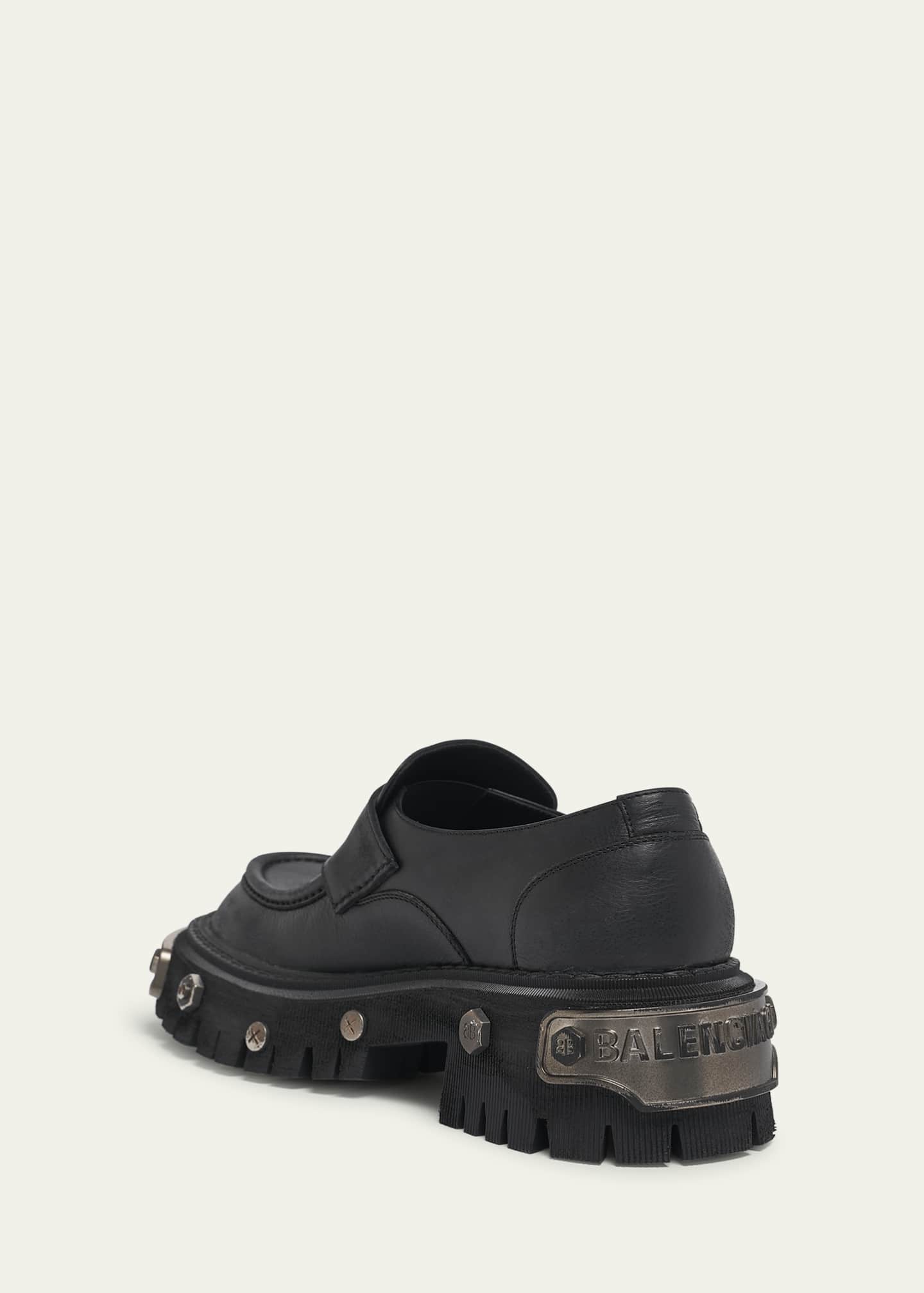 Balenciaga Men's Tractor Leather Chunky Loafers Image 2 of 4