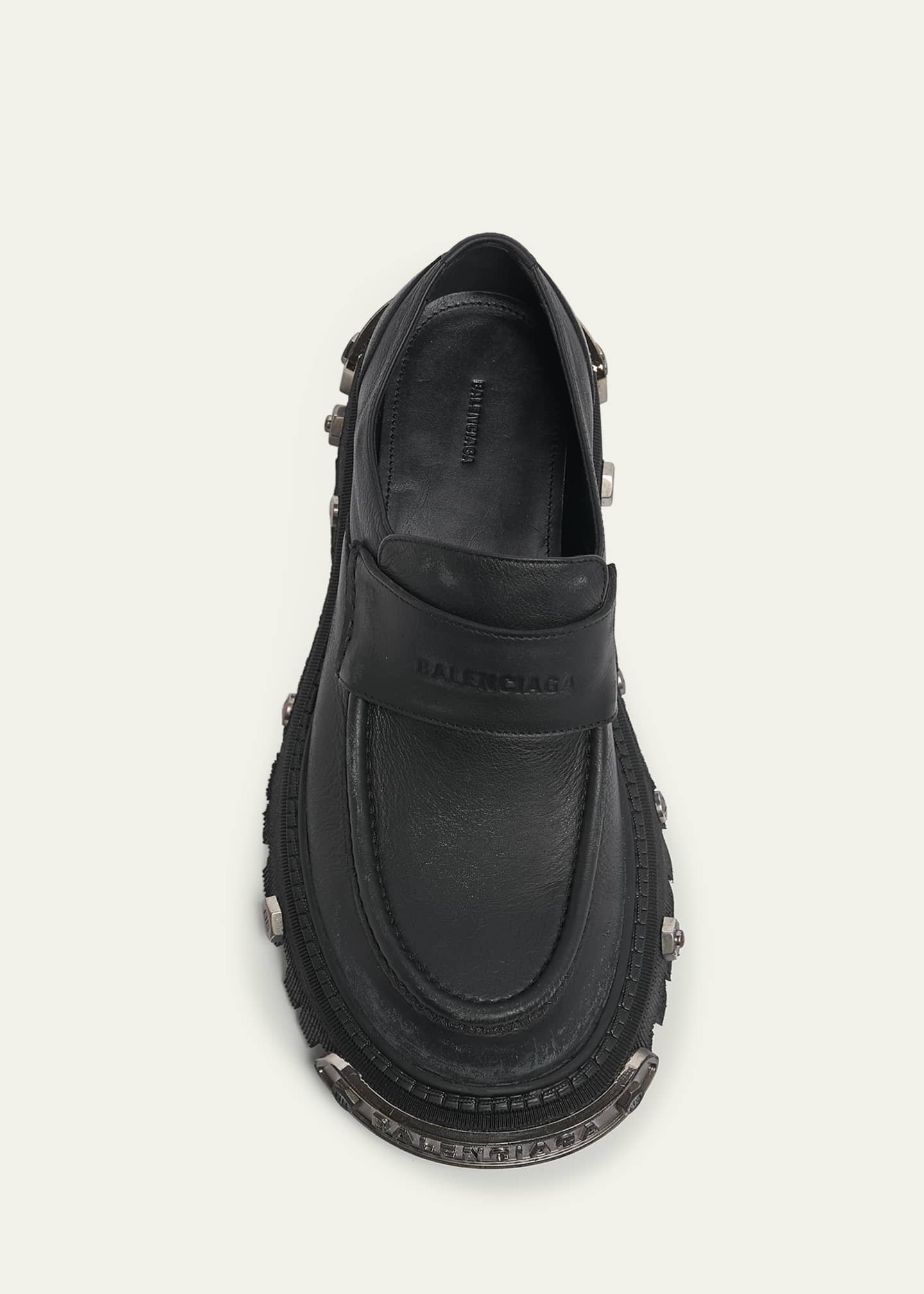 Balenciaga Men's Tractor Leather Chunky Loafers Image 4 of 4