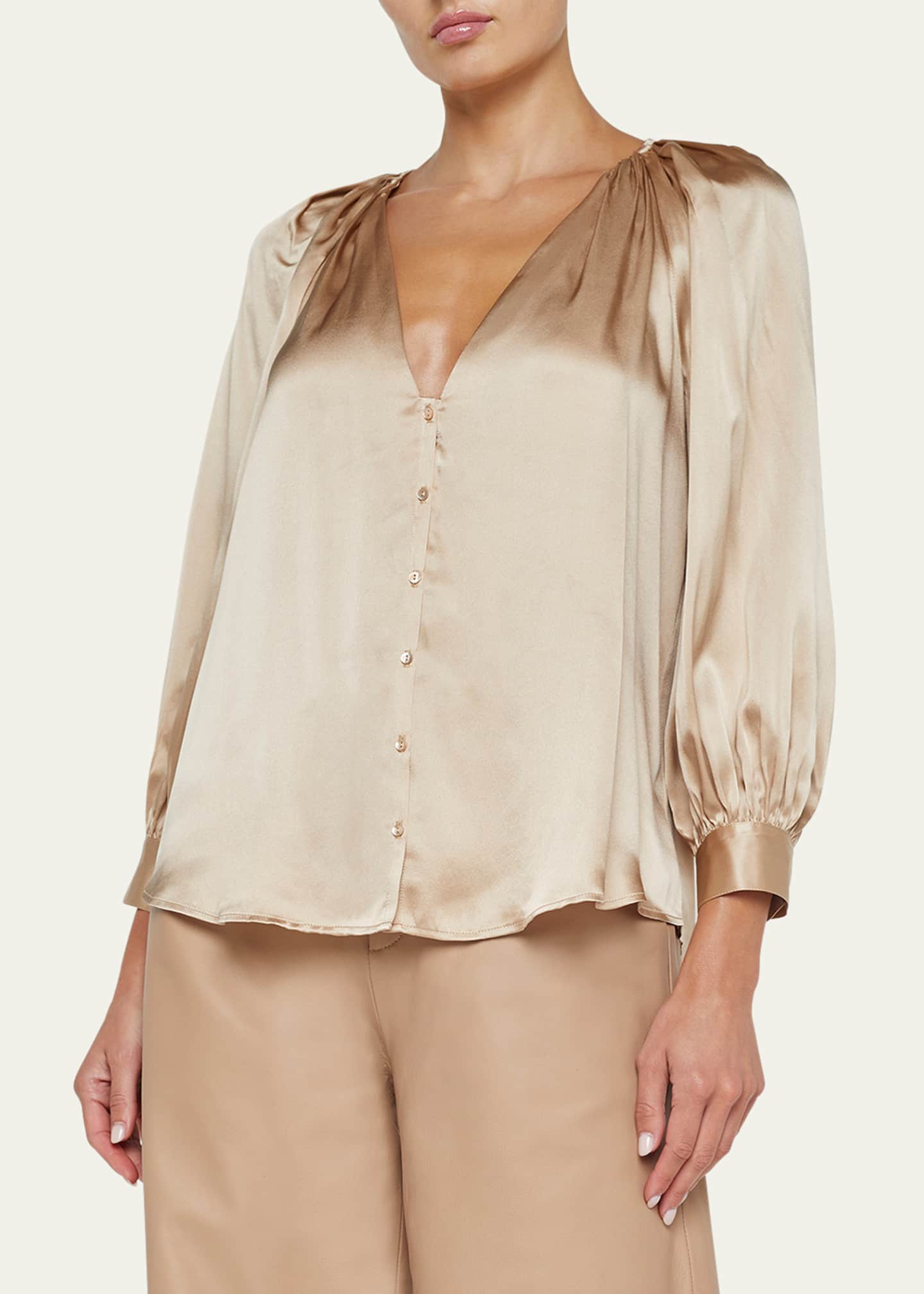 L'Agence Kaili V-Neck Silk Blouse Image 4 of 5