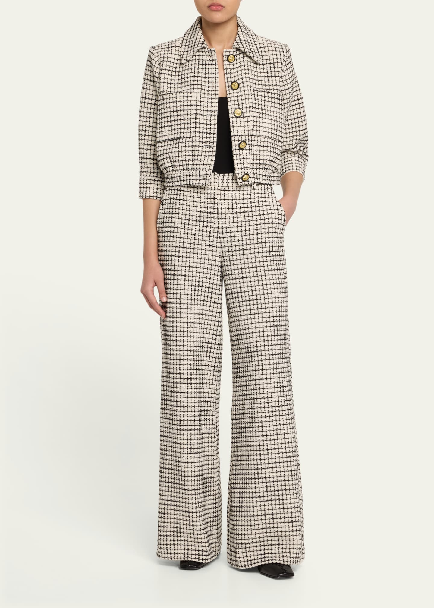 Pilar Tweed Wide-Leg Pants