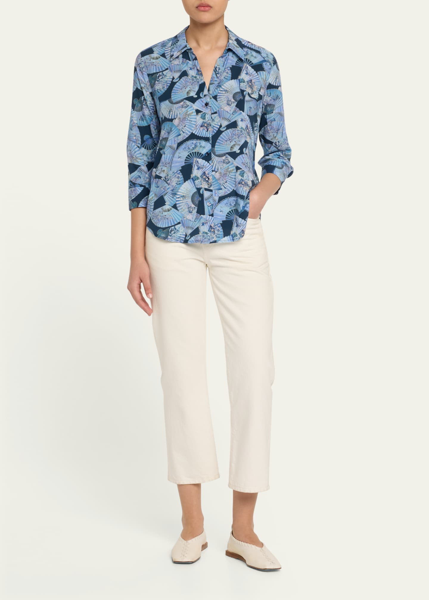 L'Agence Camille Button-Front Blouse Image 2 of 5