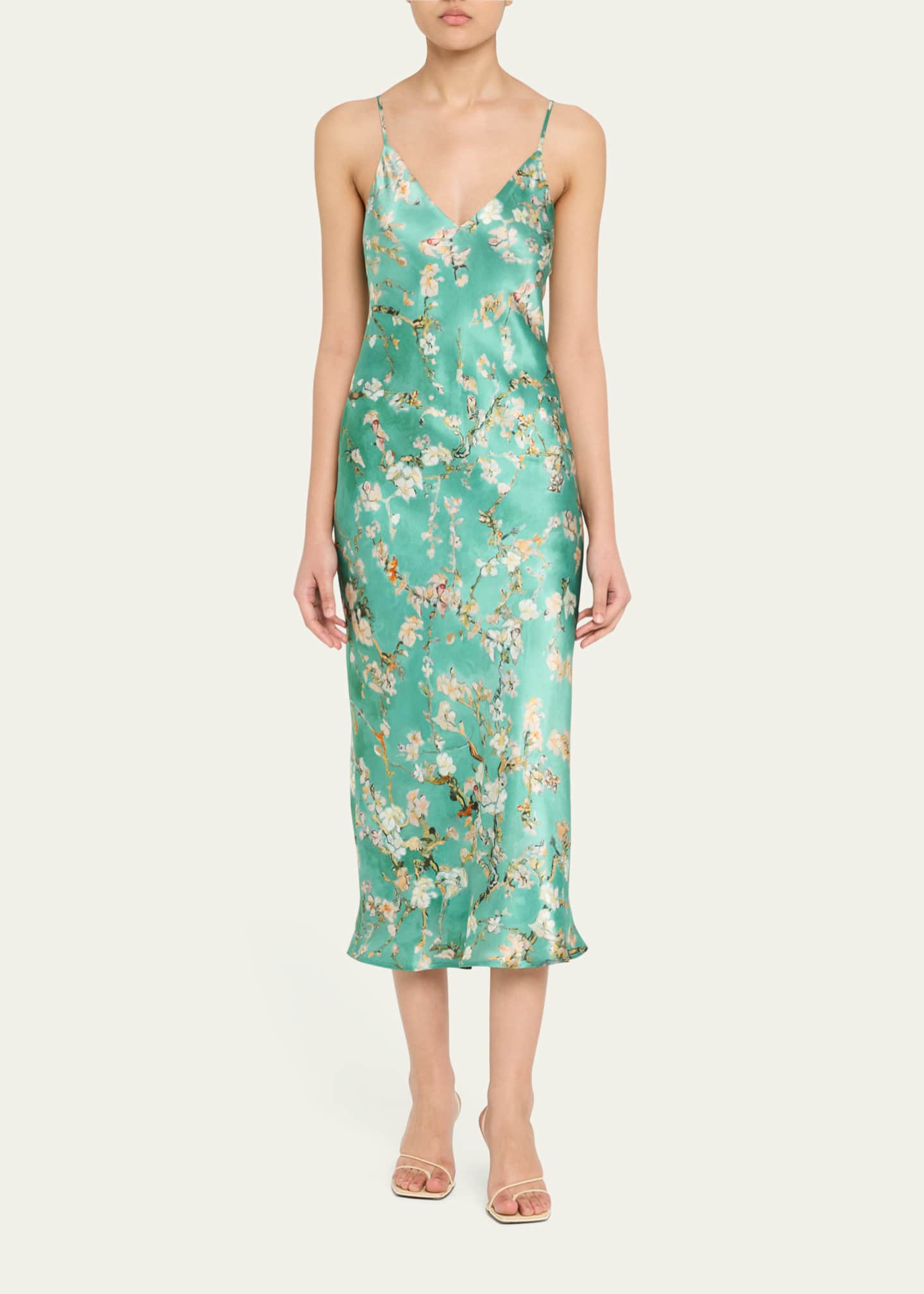 L'Agence Cherry Blossom Seridie Mid-Length Slip Dress Image 2 of 5