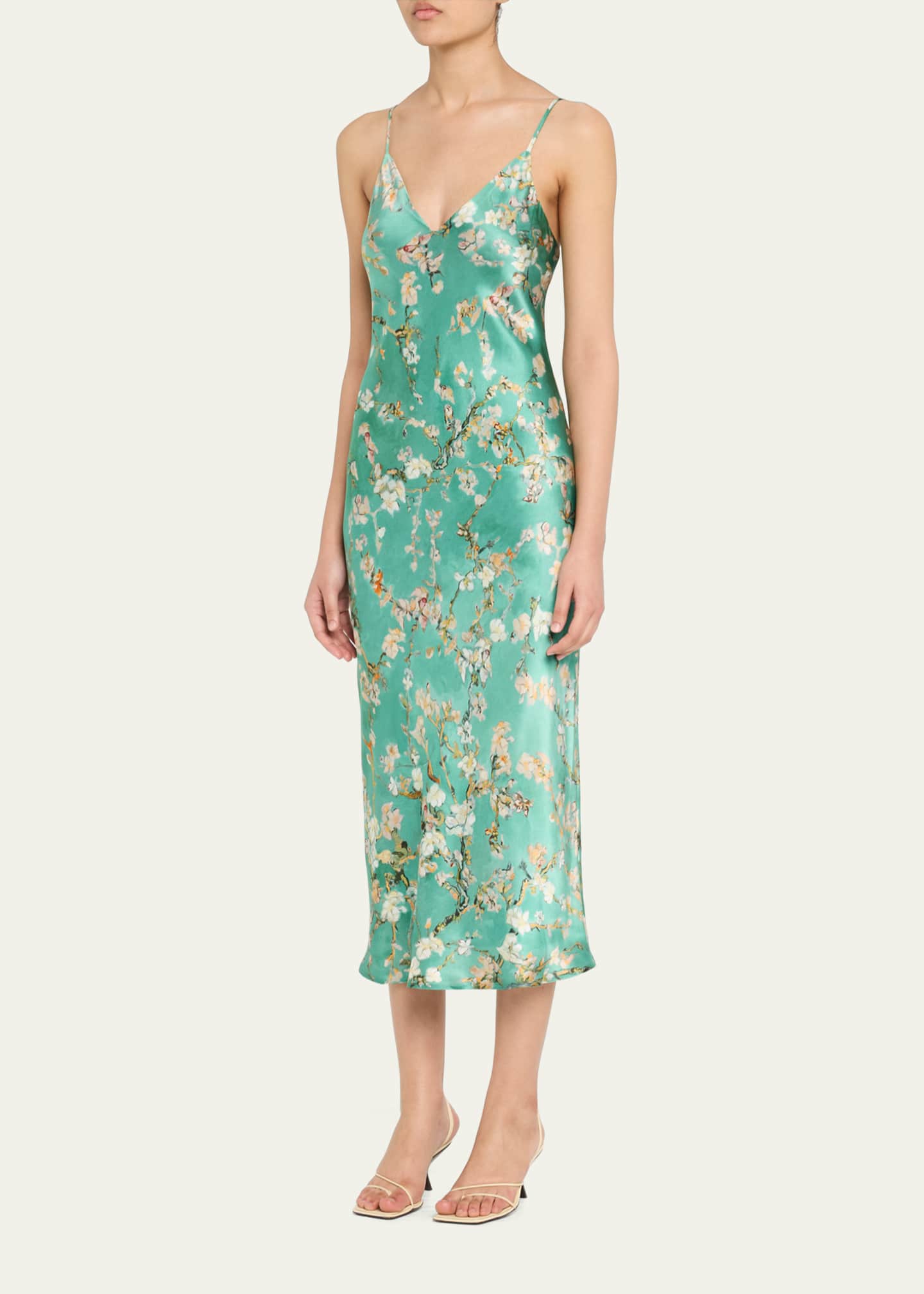 L'Agence Cherry Blossom Seridie Mid-Length Slip Dress Image 4 of 5