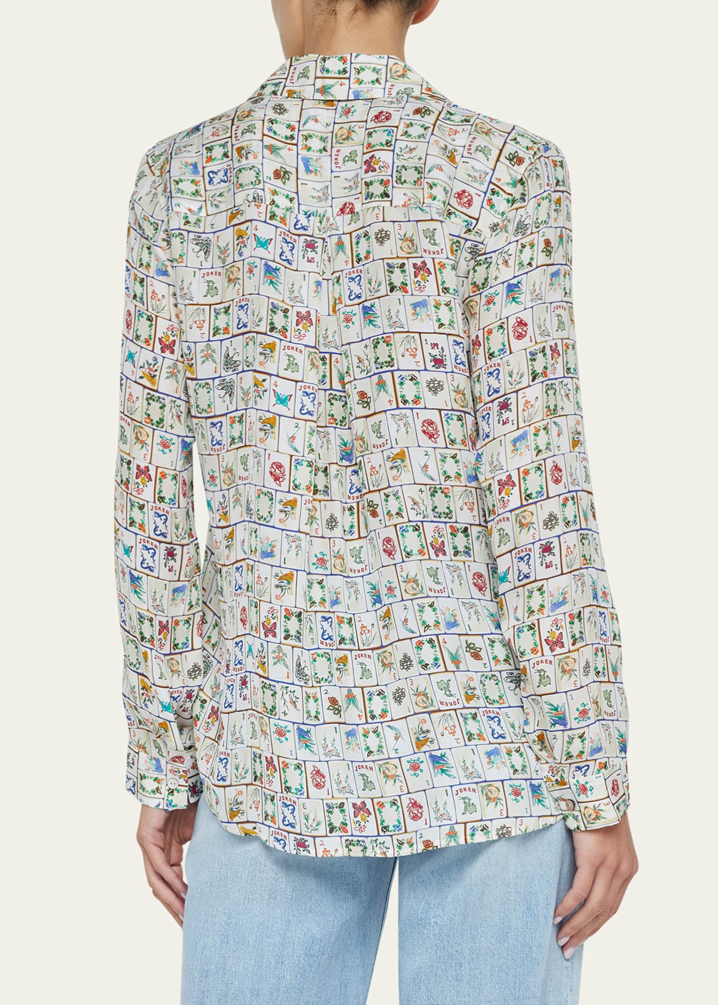 L'Agence Nina Mahjong Button-Front Silk Blouse Image 3 of 5