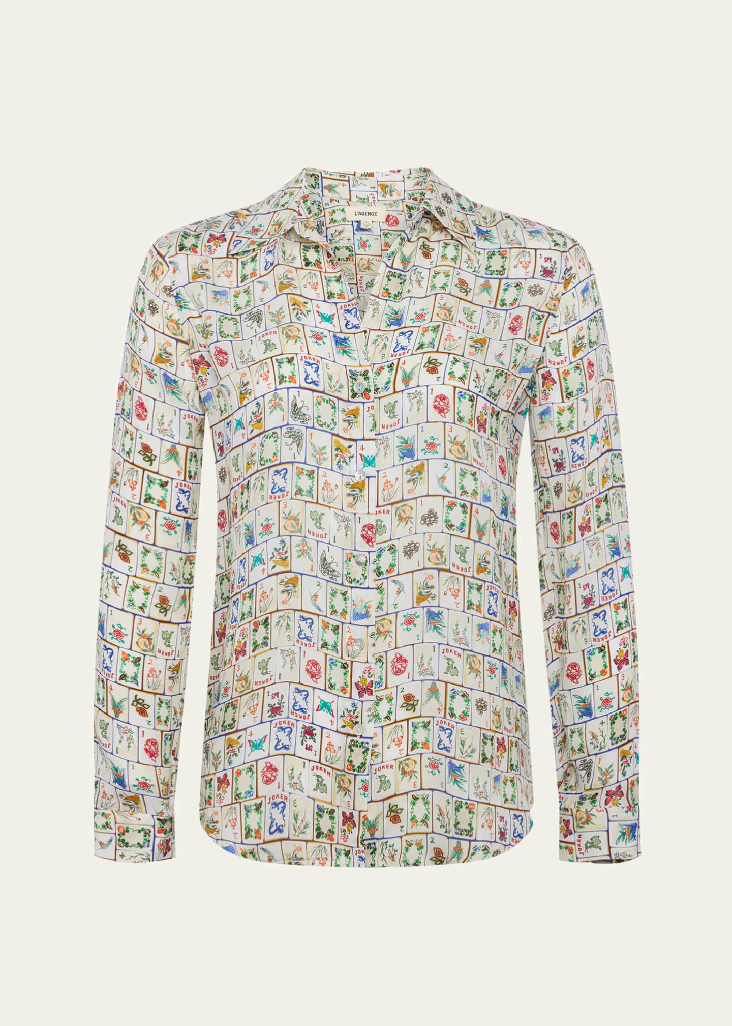 L'Agence Nina Mahjong Button-Front Silk Blouse Image 1 of 5