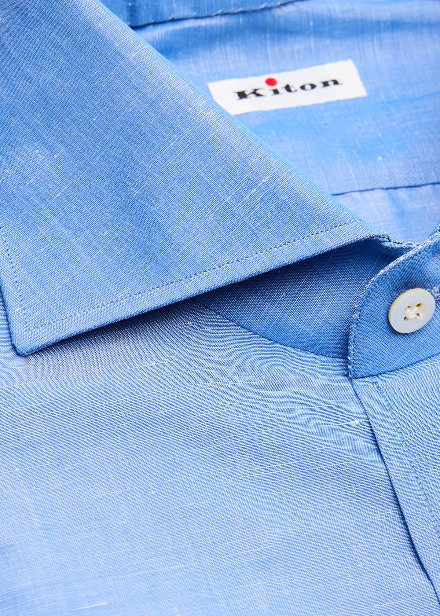 Kiton Men's Cotton and Linen Textured Sport Shirt Image 2 of 2