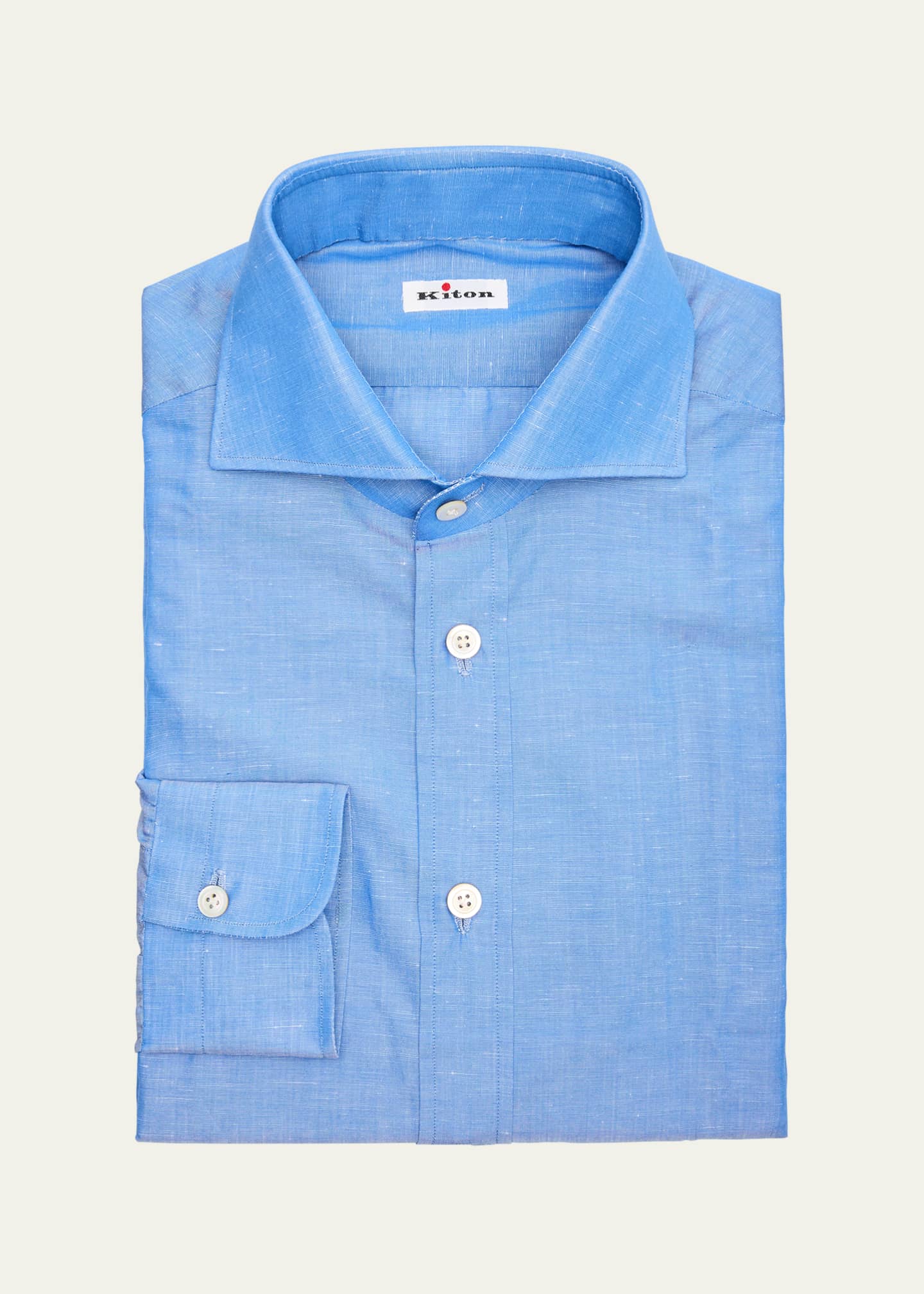 Kiton Men's Cotton and Linen Textured Sport Shirt Image 1 of 2