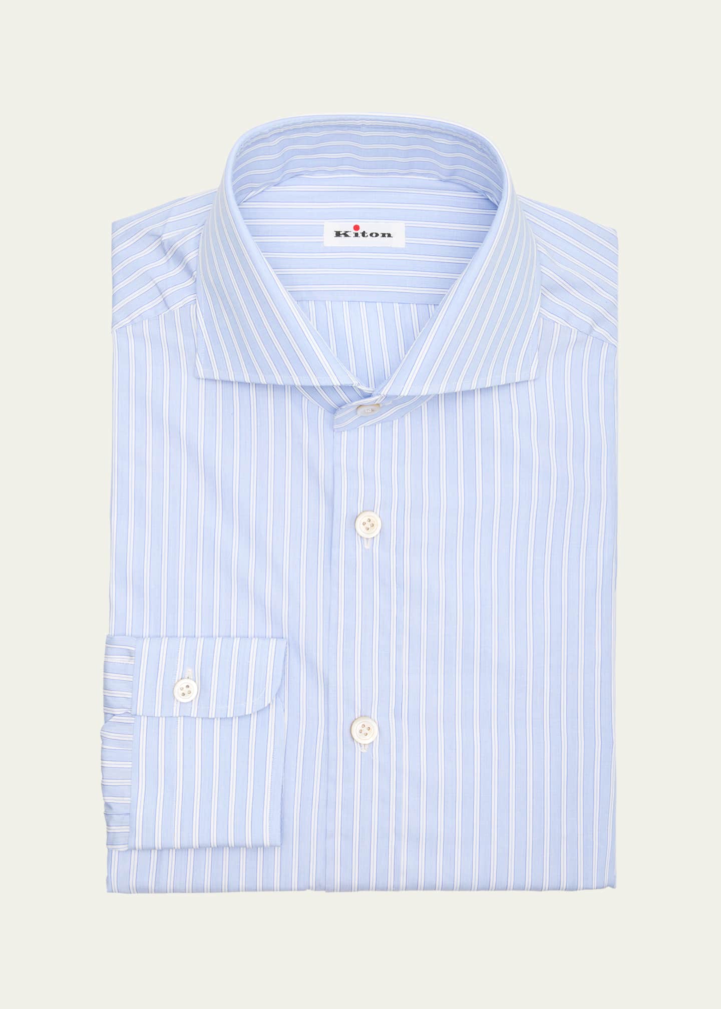 Kiton Men's Cotton Multi-Stripe Sport Shirt Image 1 of 2