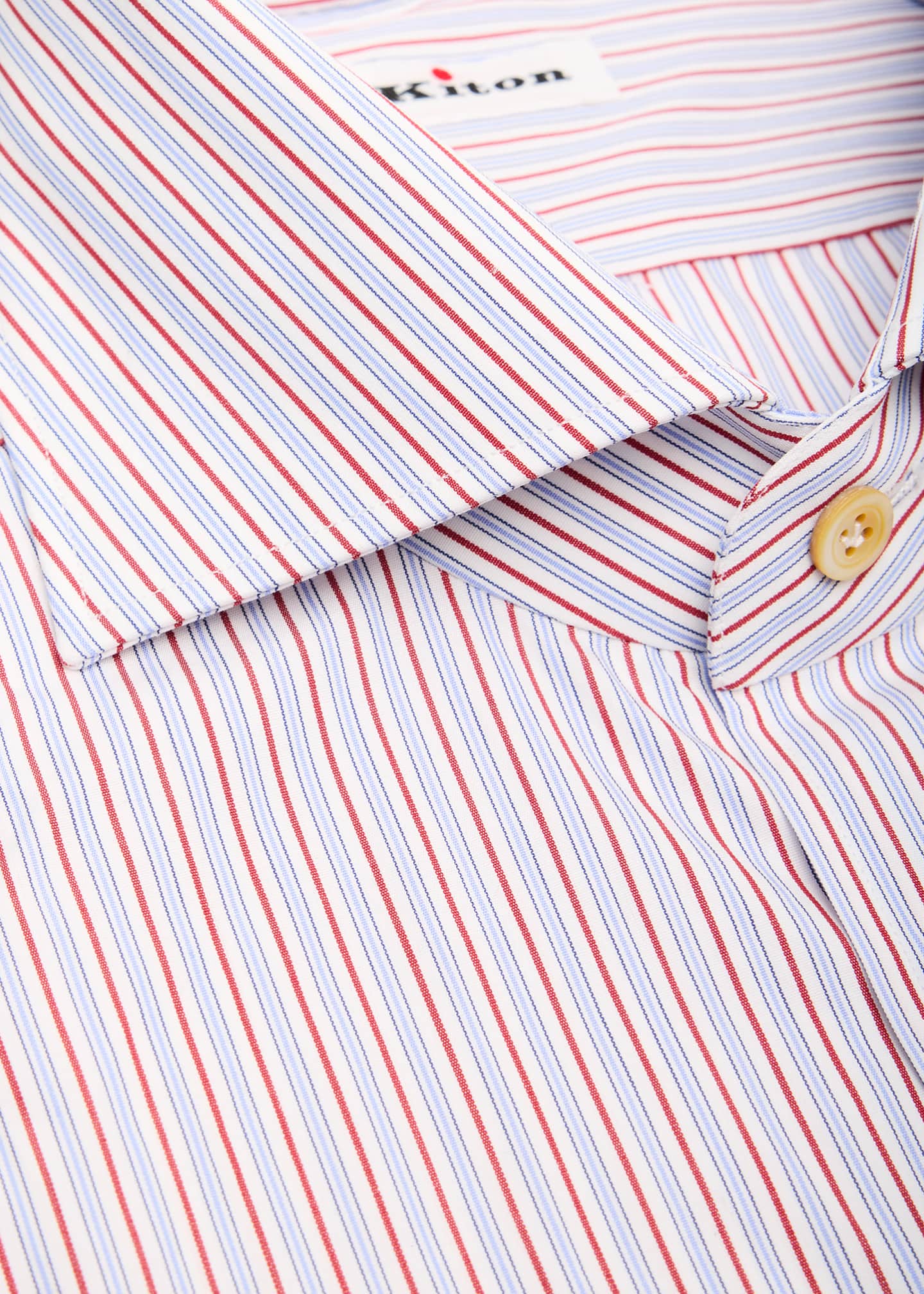 Kiton Men's Cotton Multi-Stripe Sport Shirt Image 2 of 2