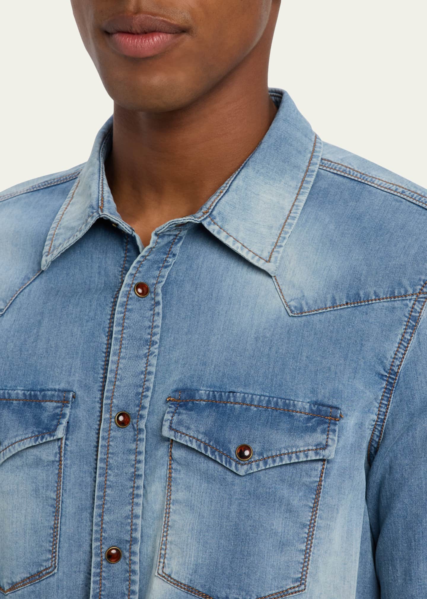 Men's Eastwood Denim Western Shirt - Thumbnail 5