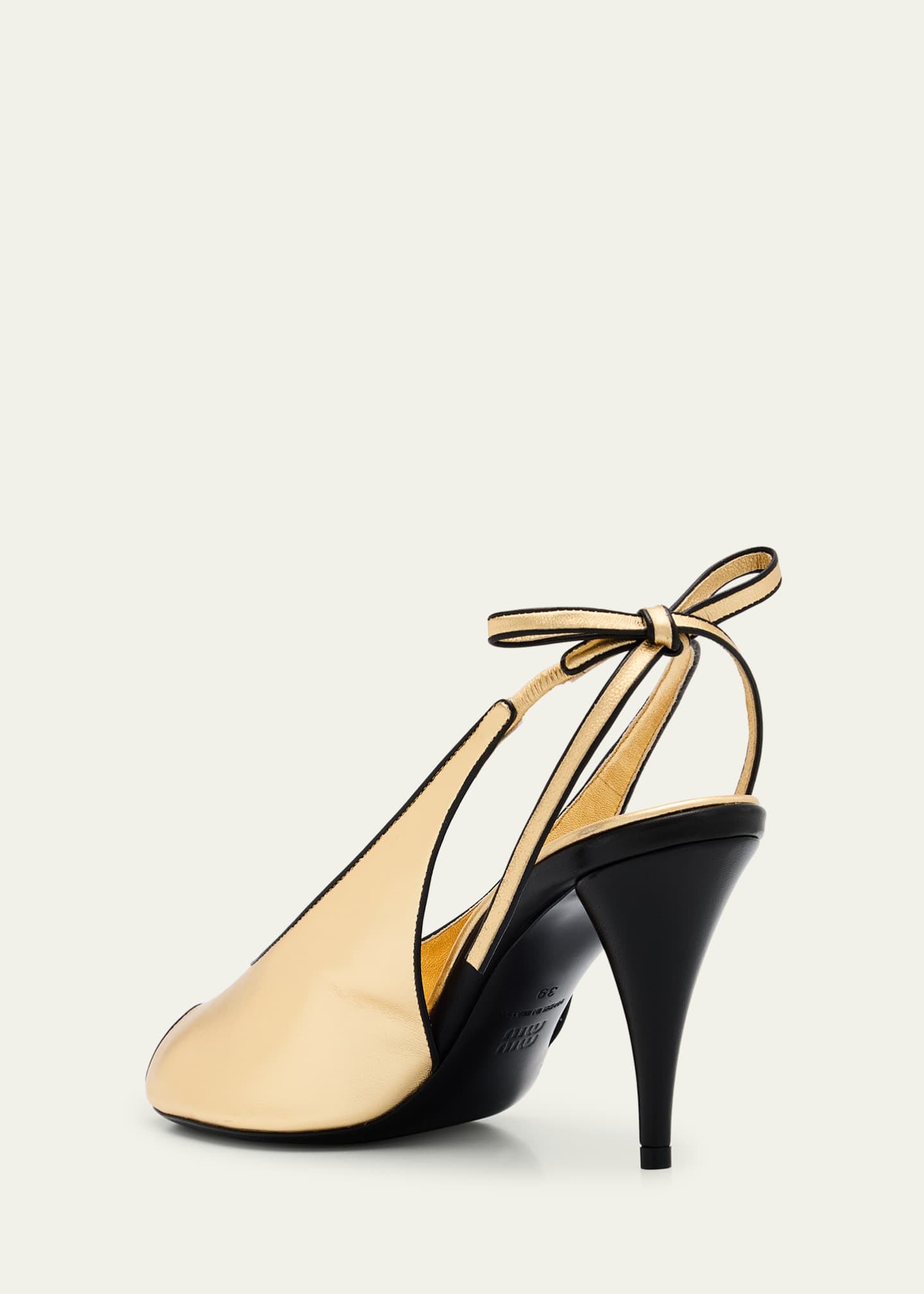 Miu Miu Metallic Peep-Toe Slingback Pumps Image 4 of 6