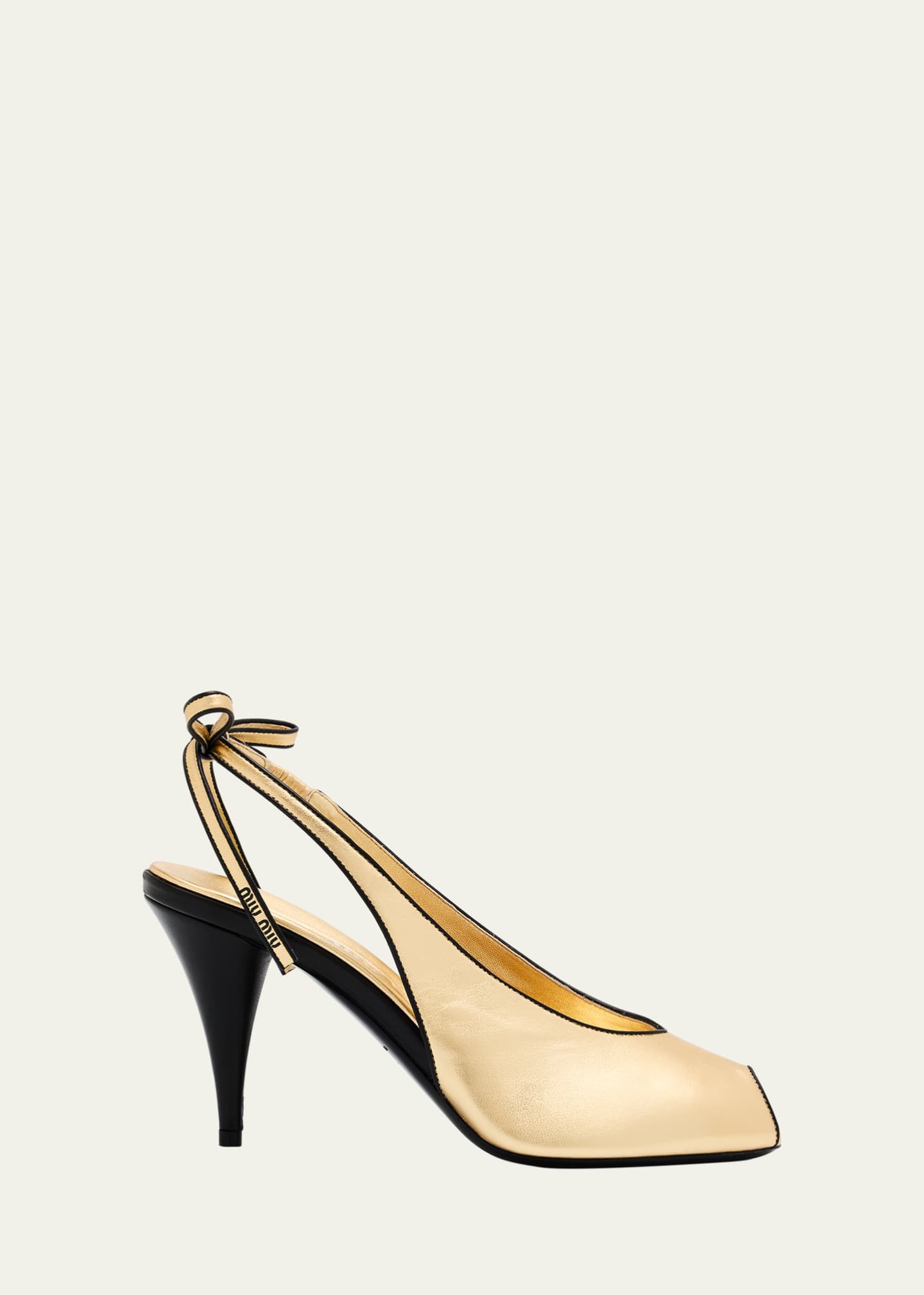 Miu Miu Metallic Peep-Toe Slingback Pumps Image 1 of 6