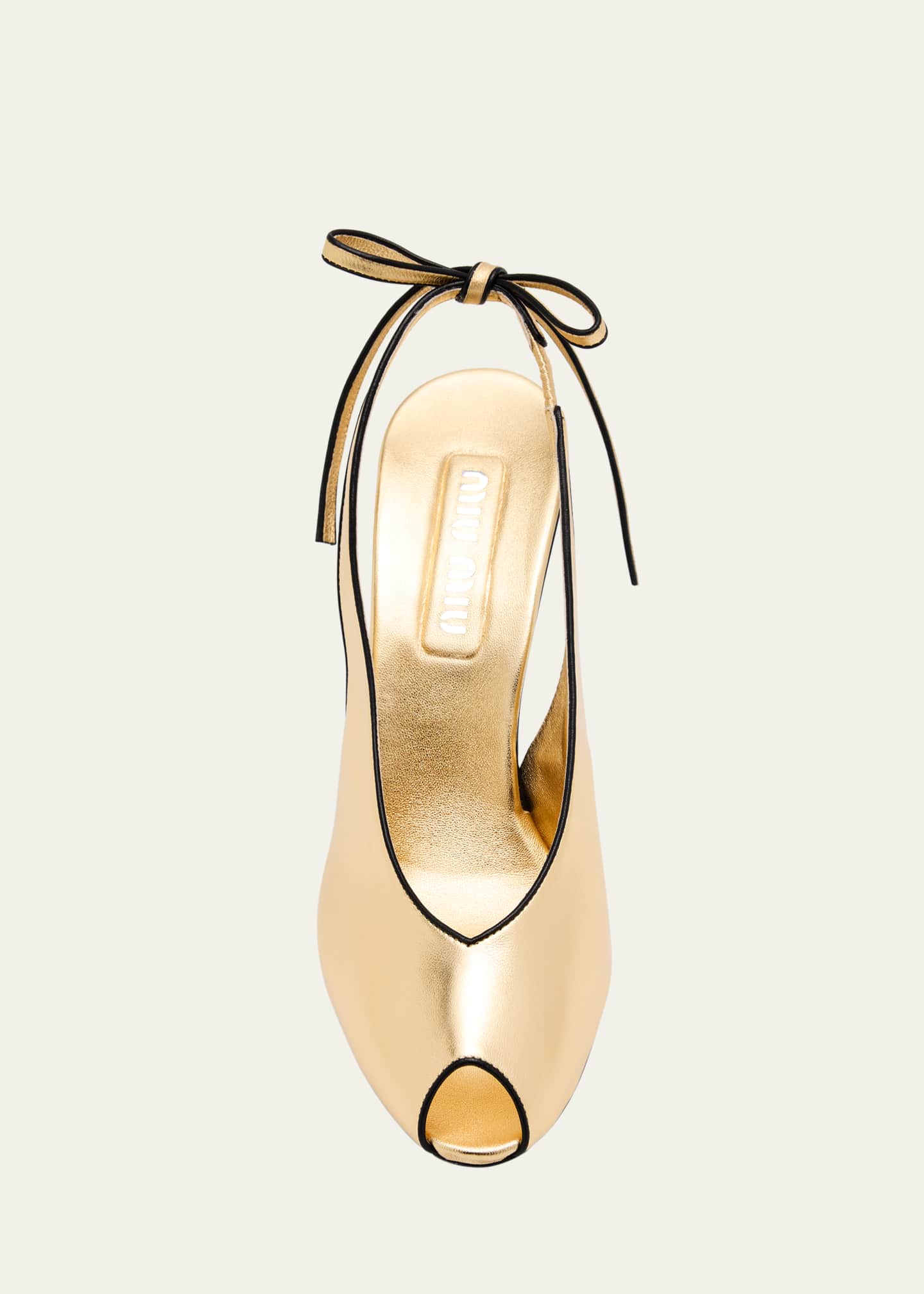 Miu Miu Metallic Peep-Toe Slingback Pumps Image 5 of 6