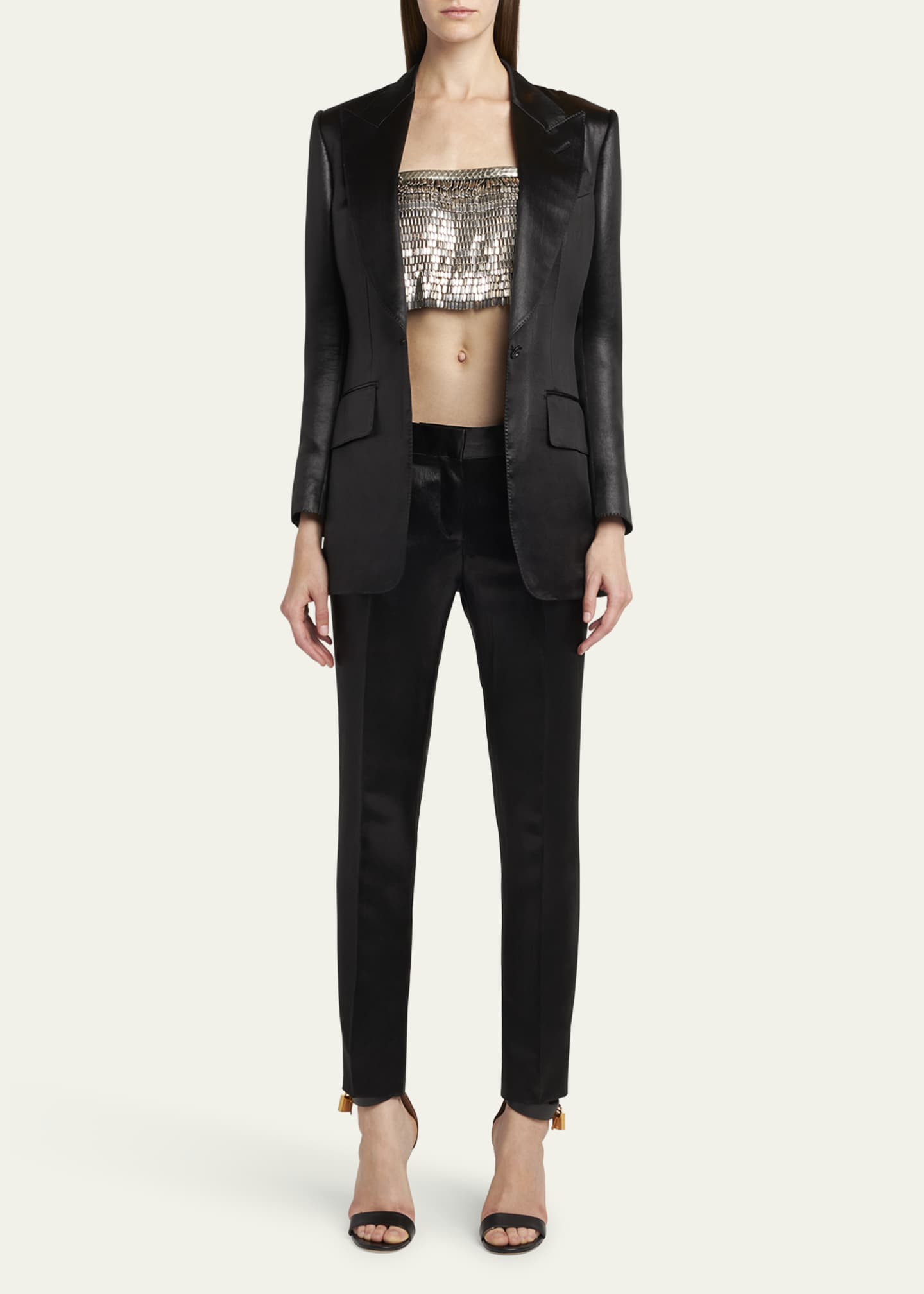 TOM FORD Liquid Satin Single-Breasted Blazer Jacket Image 2 of 5