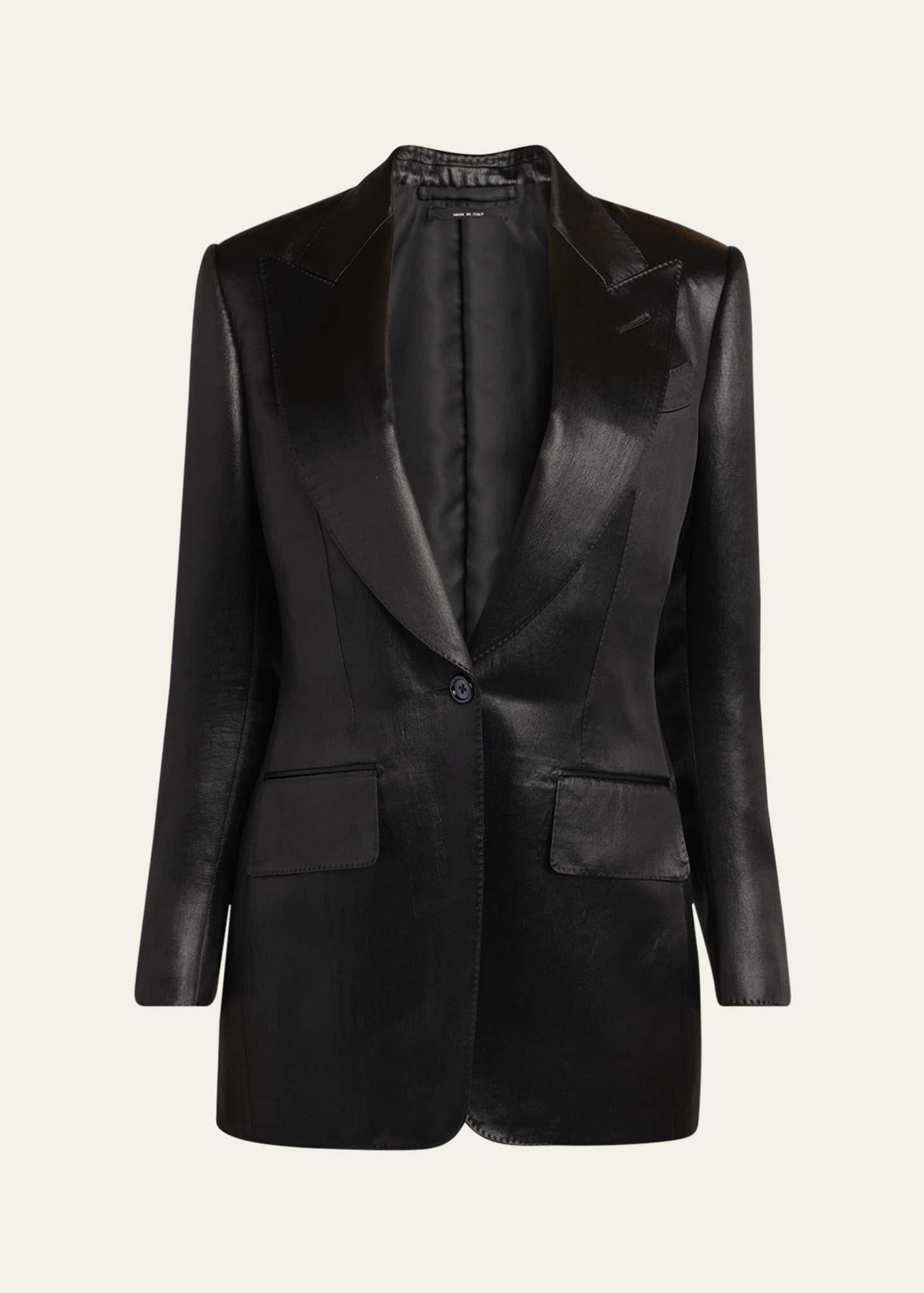 TOM FORD Liquid Satin Single-Breasted Blazer Jacket Image 1 of 5